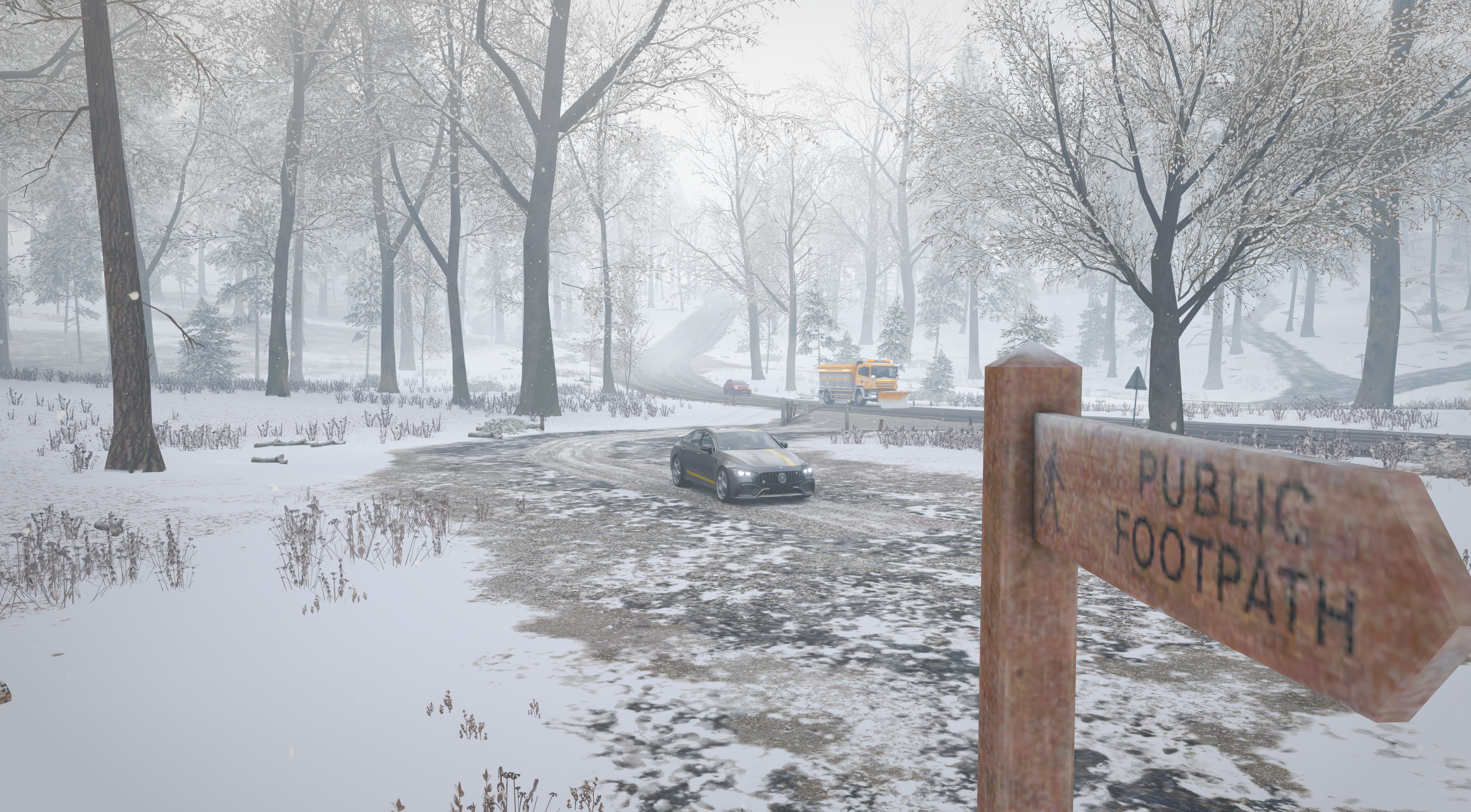 Mercedes Benz GT4 in snowy Forza Horizon 4 HD Wallpaper