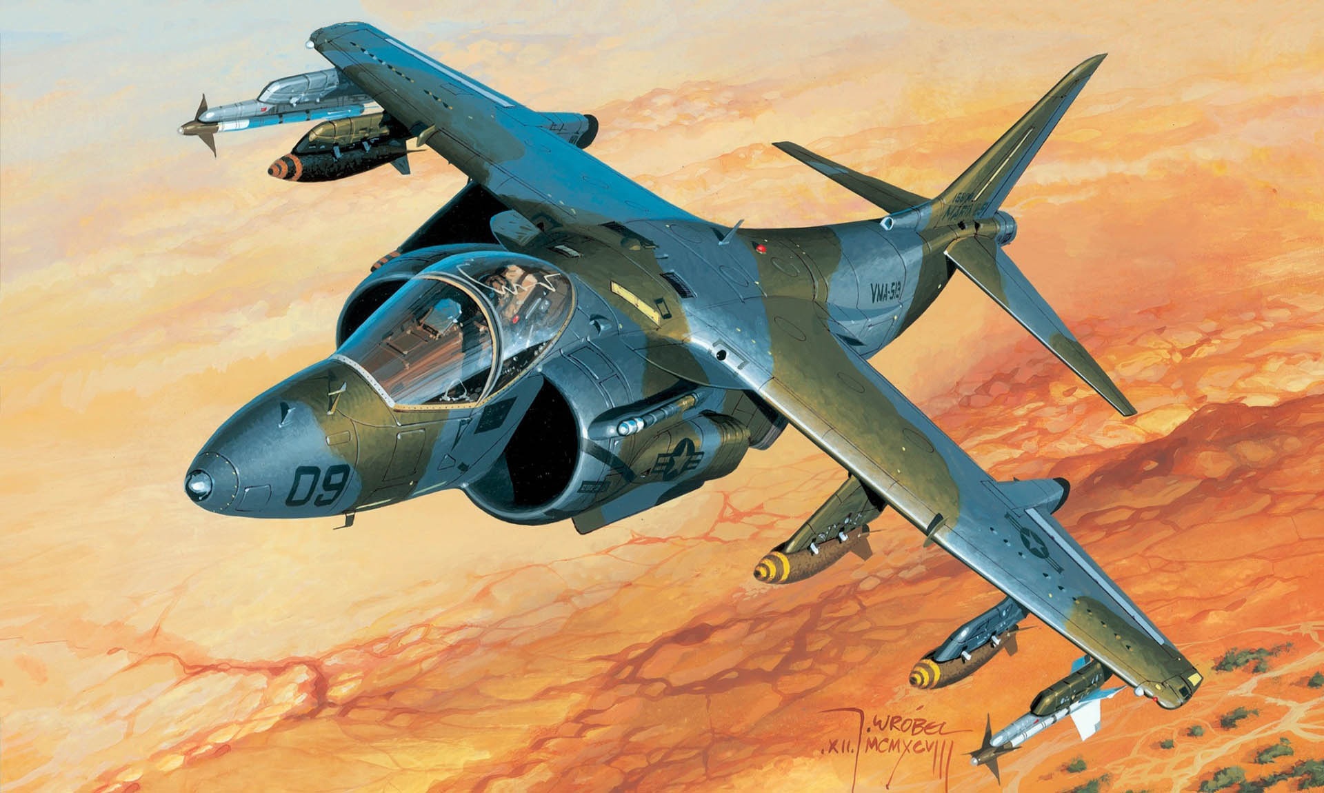 McDonnell Douglas AV-8B Harrier II in flight HD Wallpaper