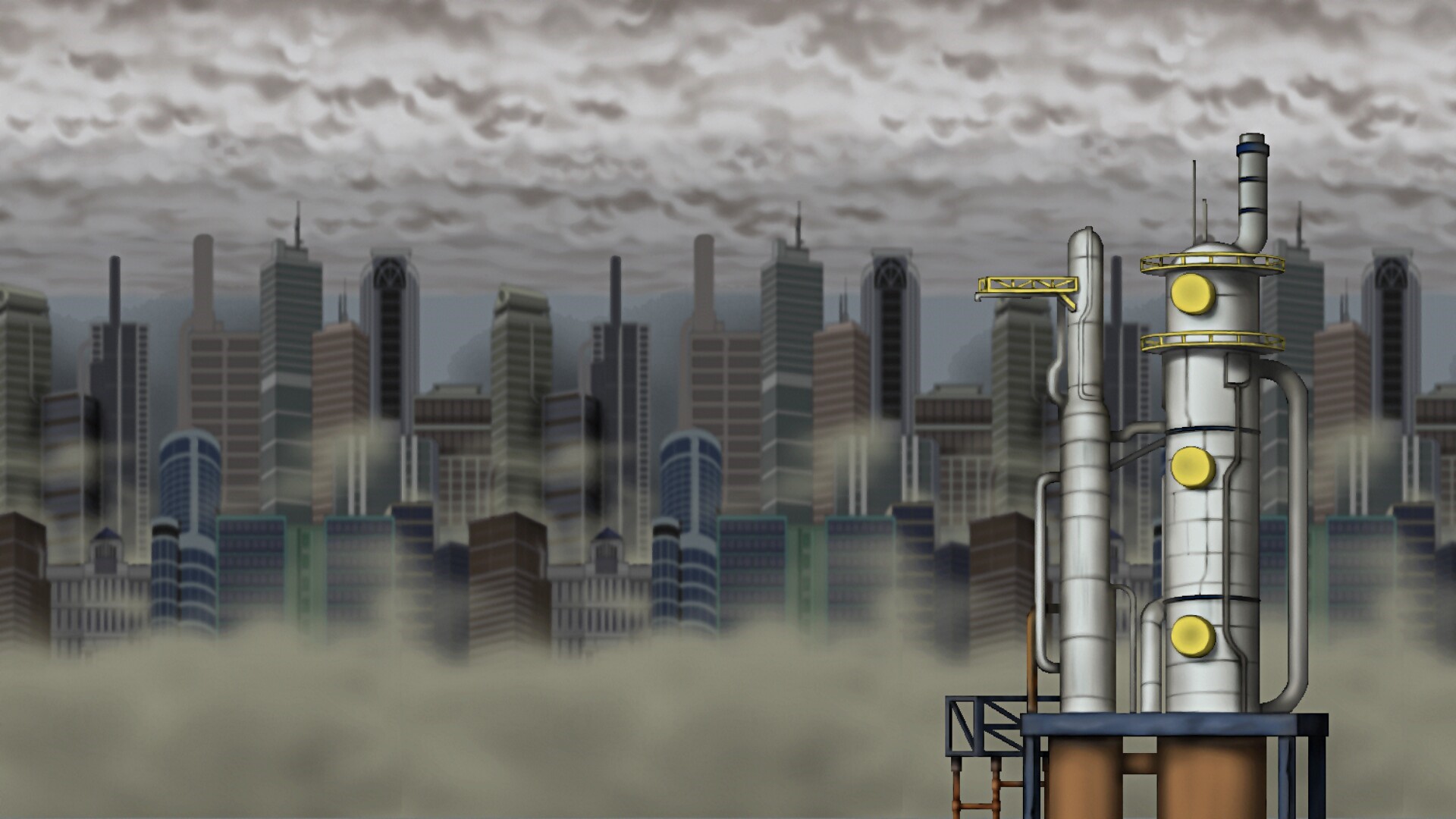 MapleStory industrial cityscape with smog HD Wallpaper