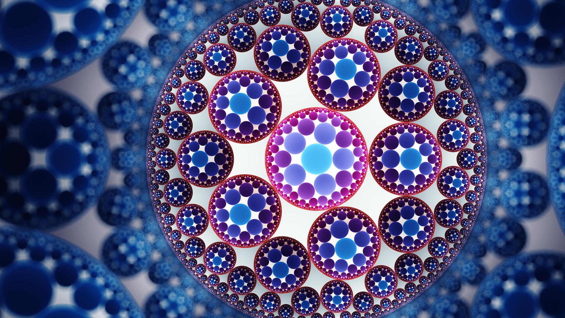 Blue and purple fractal circles HD Wallpaper