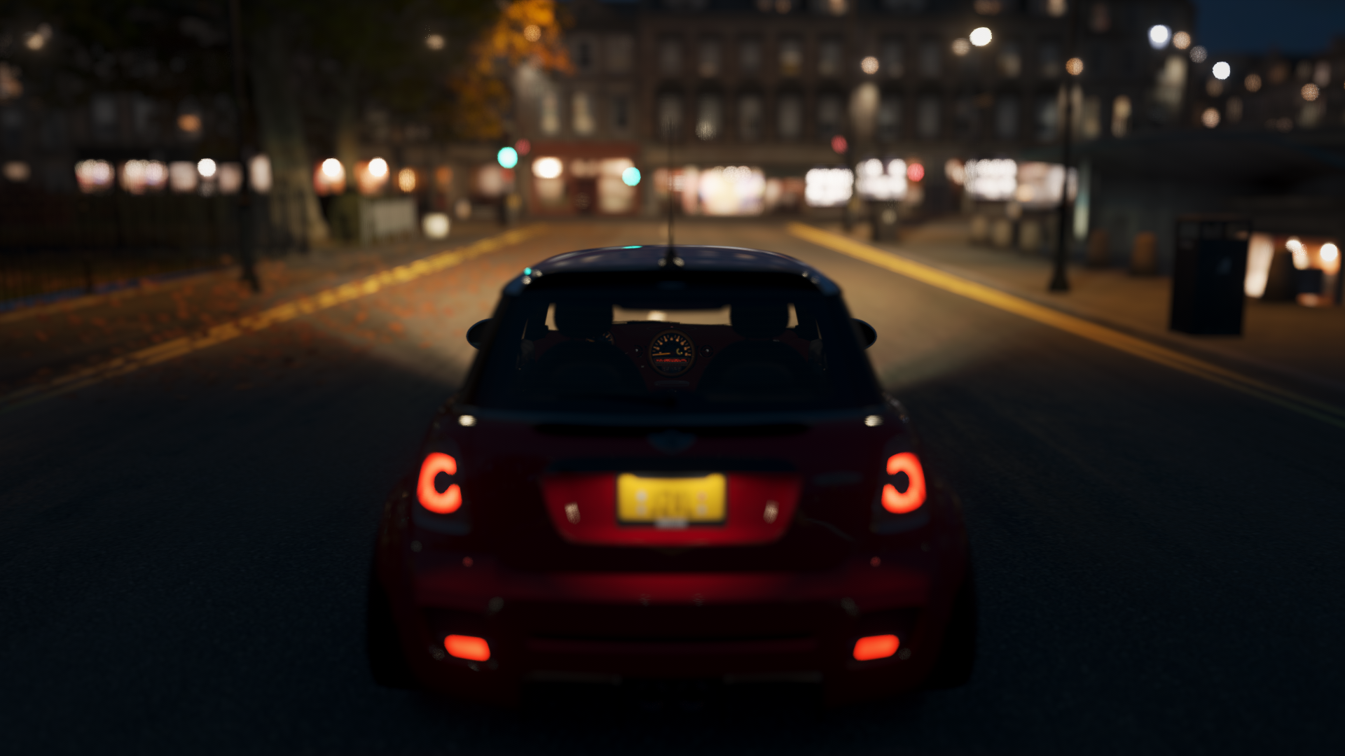 Red Mini Cooper driving at night in Forza HD Wallpaper