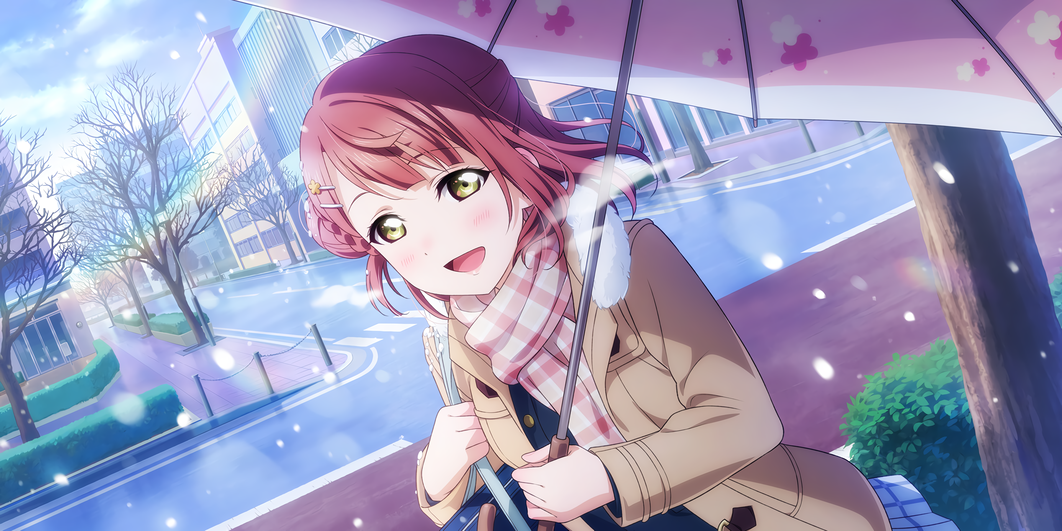 Uehara Ayumu from Love Live! Series holding an umbrella HD Wallpaper