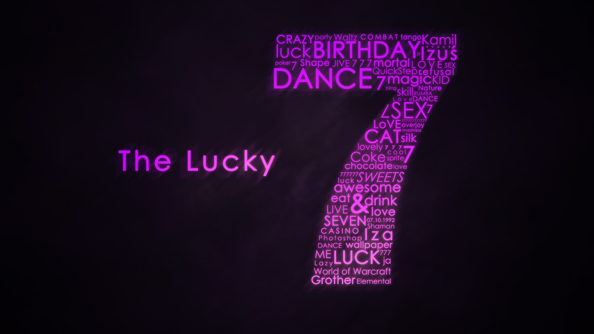 The Lucky 7 typography art HD Wallpaper