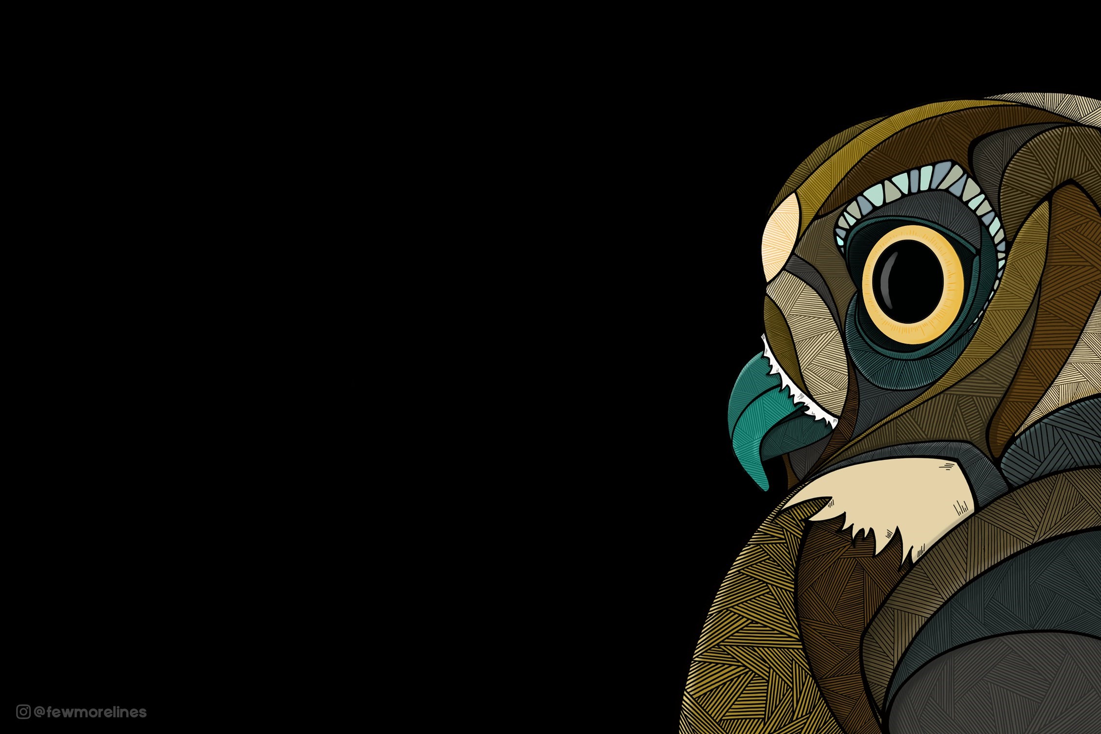 Close-up of an owl's head with intricate patterns HD Wallpaper