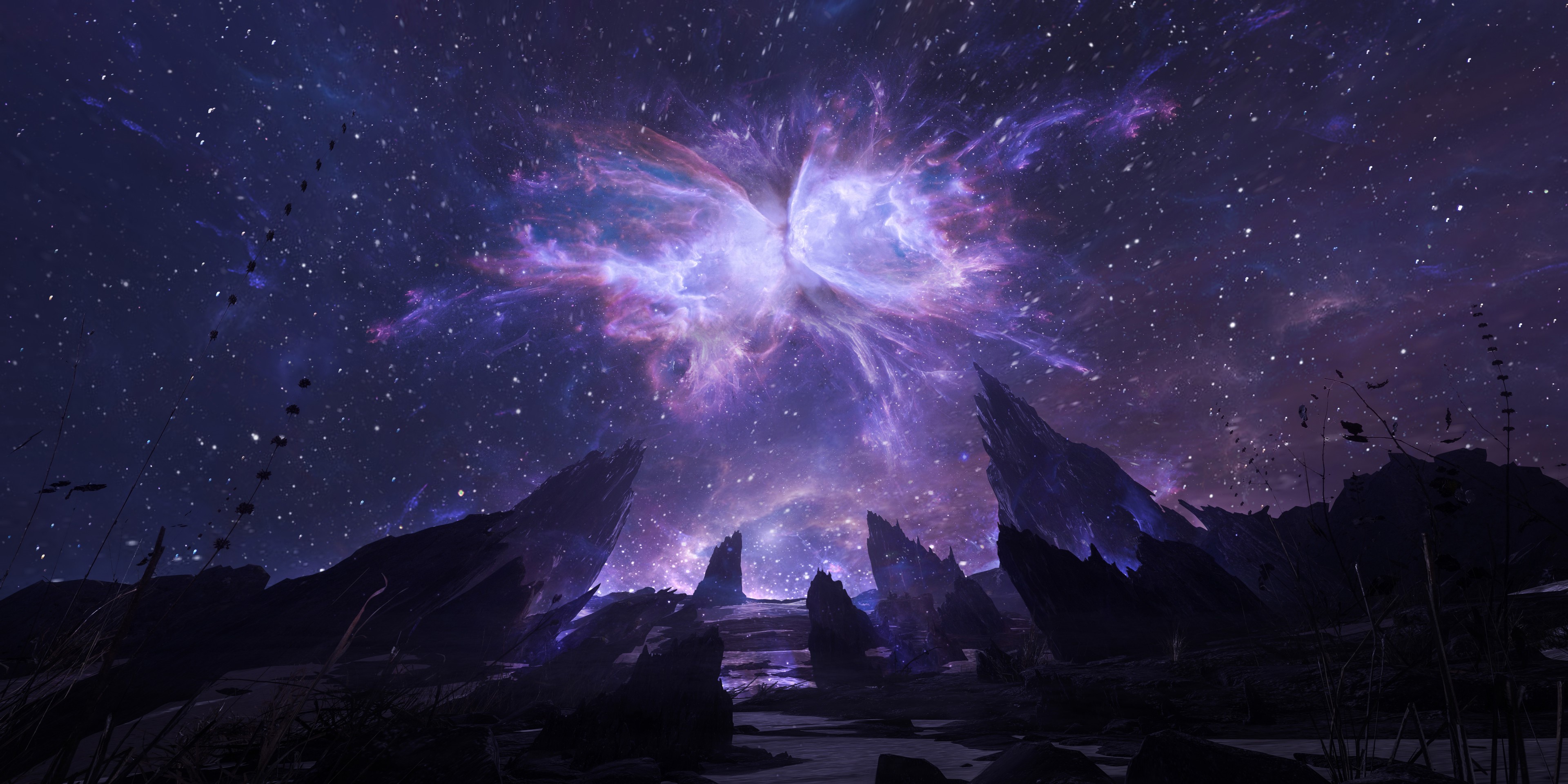 Digital art of a nebula in space HD Wallpaper