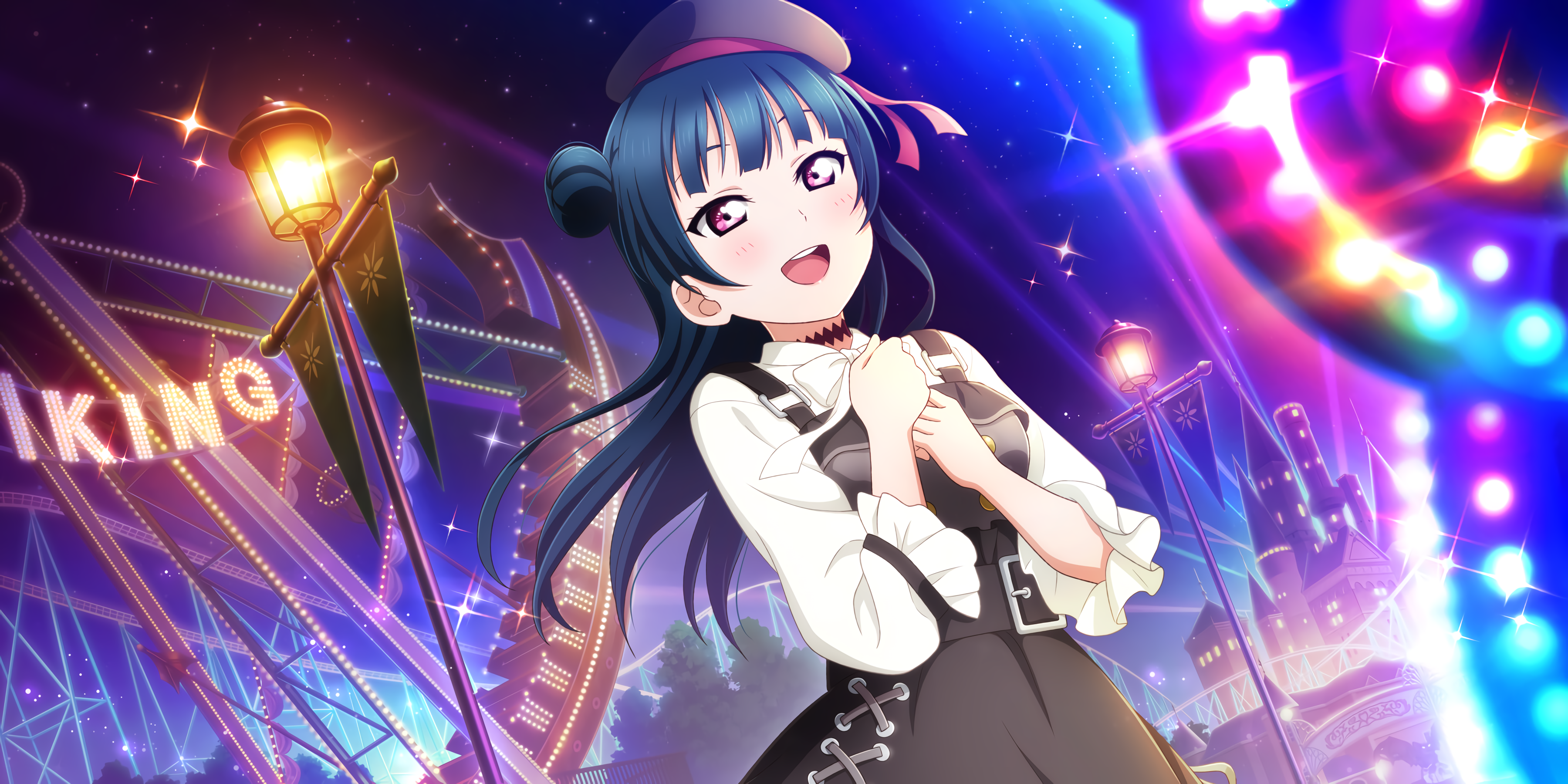 Tsushima Yoshiko from Love Live! Sunshine!! at an amusement park HD Wallpaper