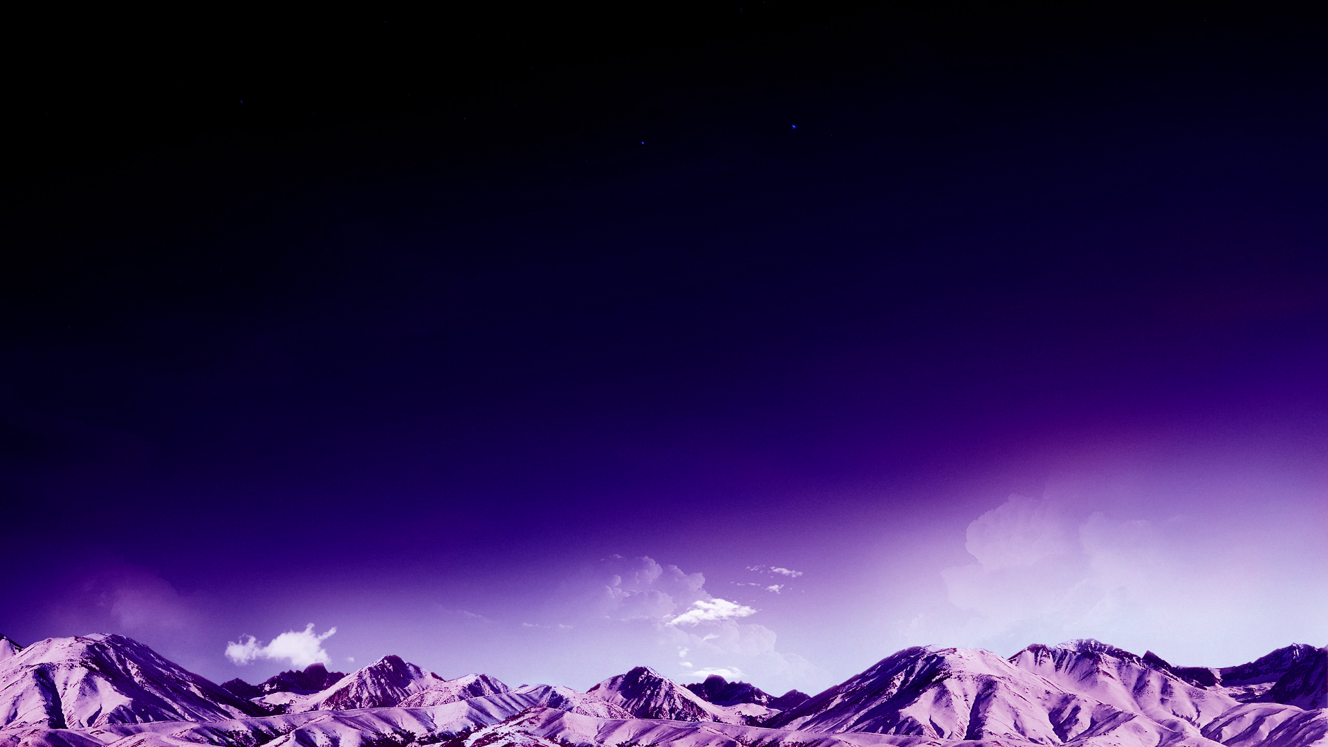 Purple mountains under a starry night sky HD Wallpaper