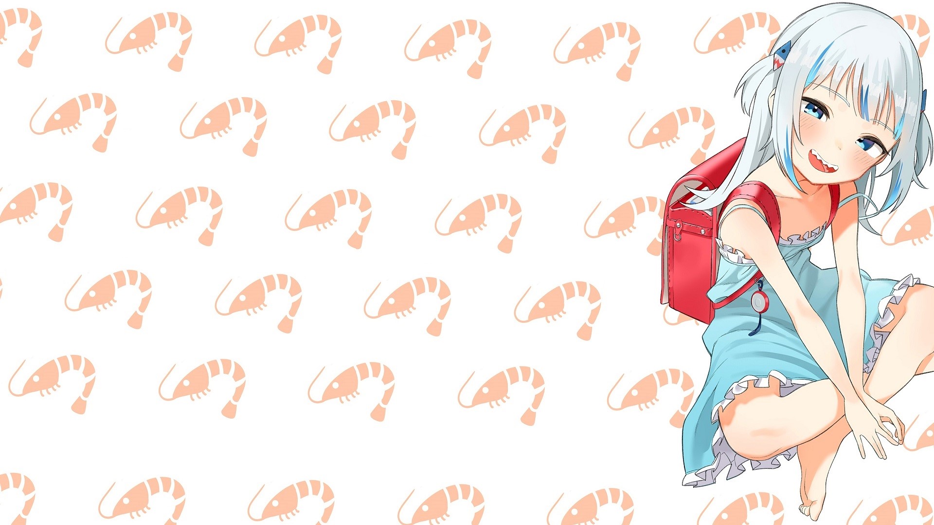 Gawr Gura from Hololive with shrimp pattern HD Wallpaper