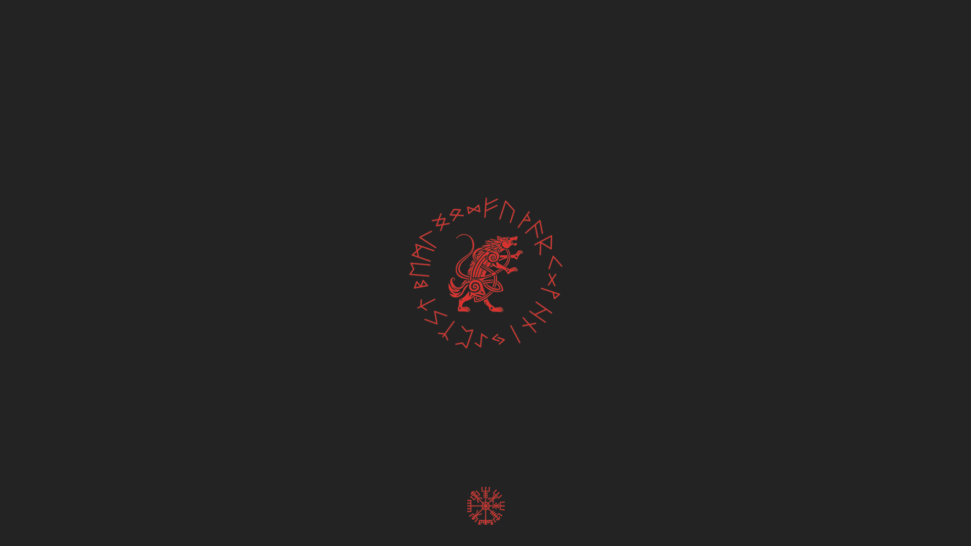 Minimalist Viking wolf with runes HD Wallpaper