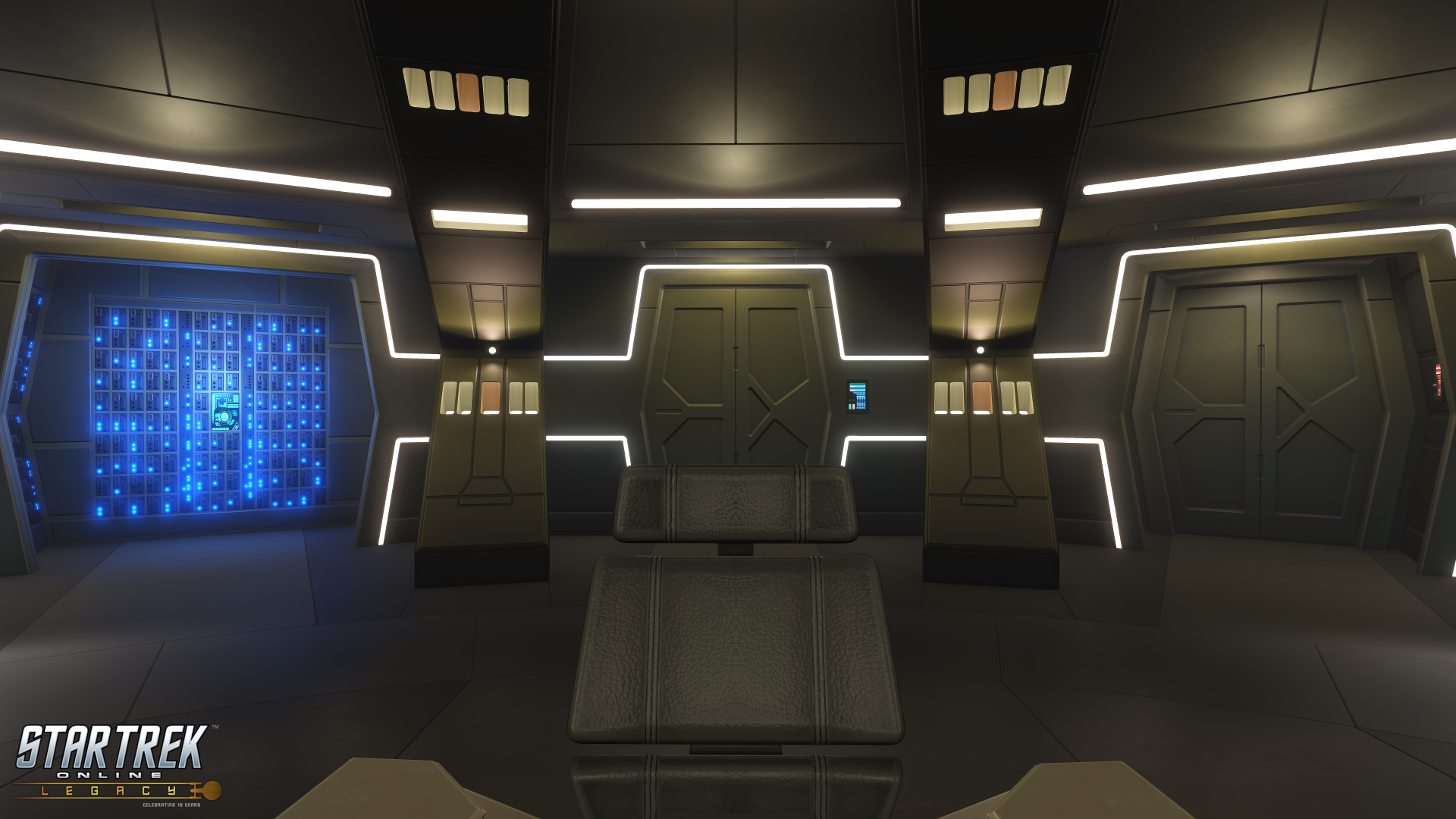 Star Trek Online bridge interior with command chair HD Wallpaper