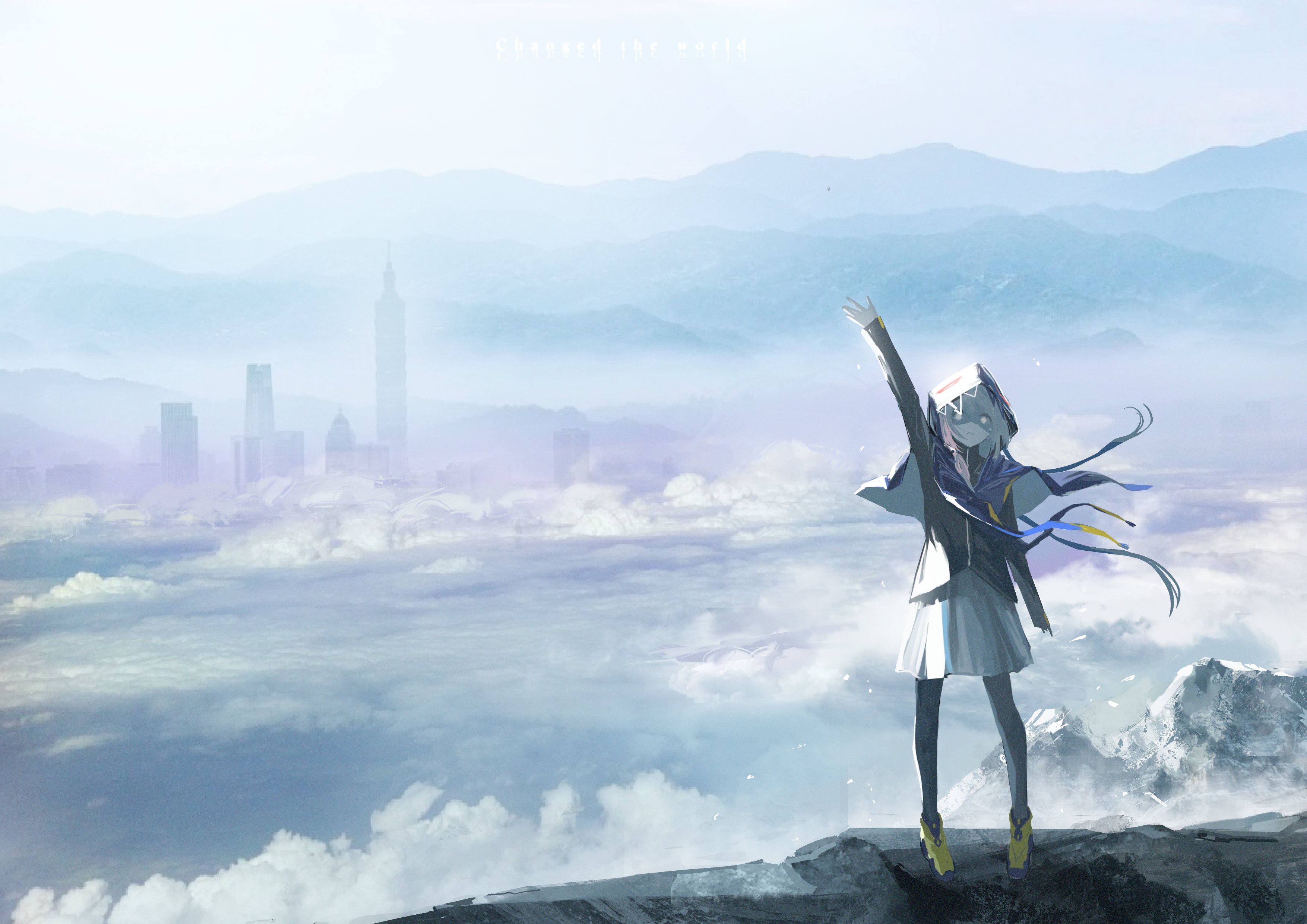 Kaf on a mountain overlooking a city HD Wallpaper