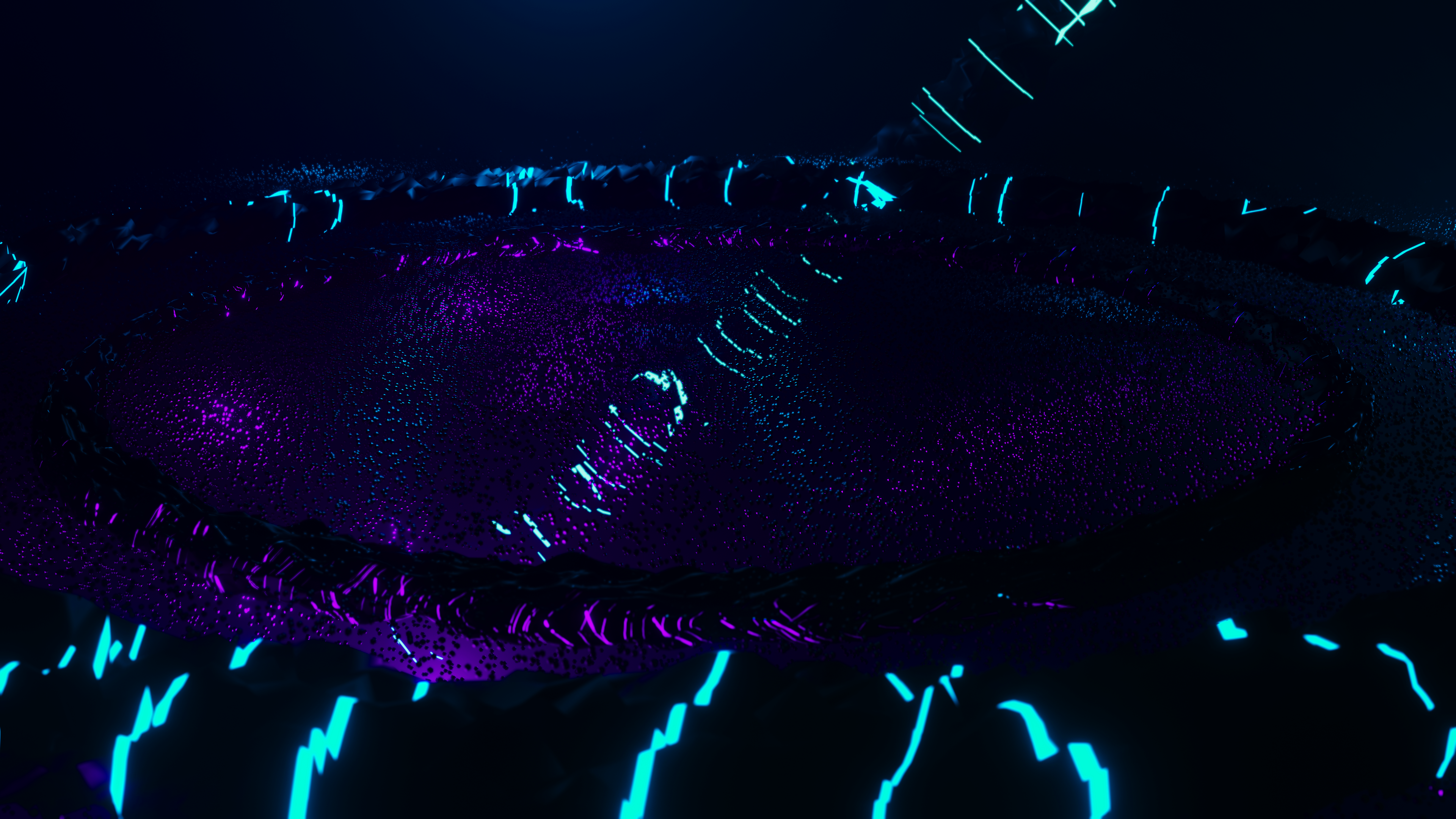 Abstract 3D render with purple and cyan particles HD Wallpaper