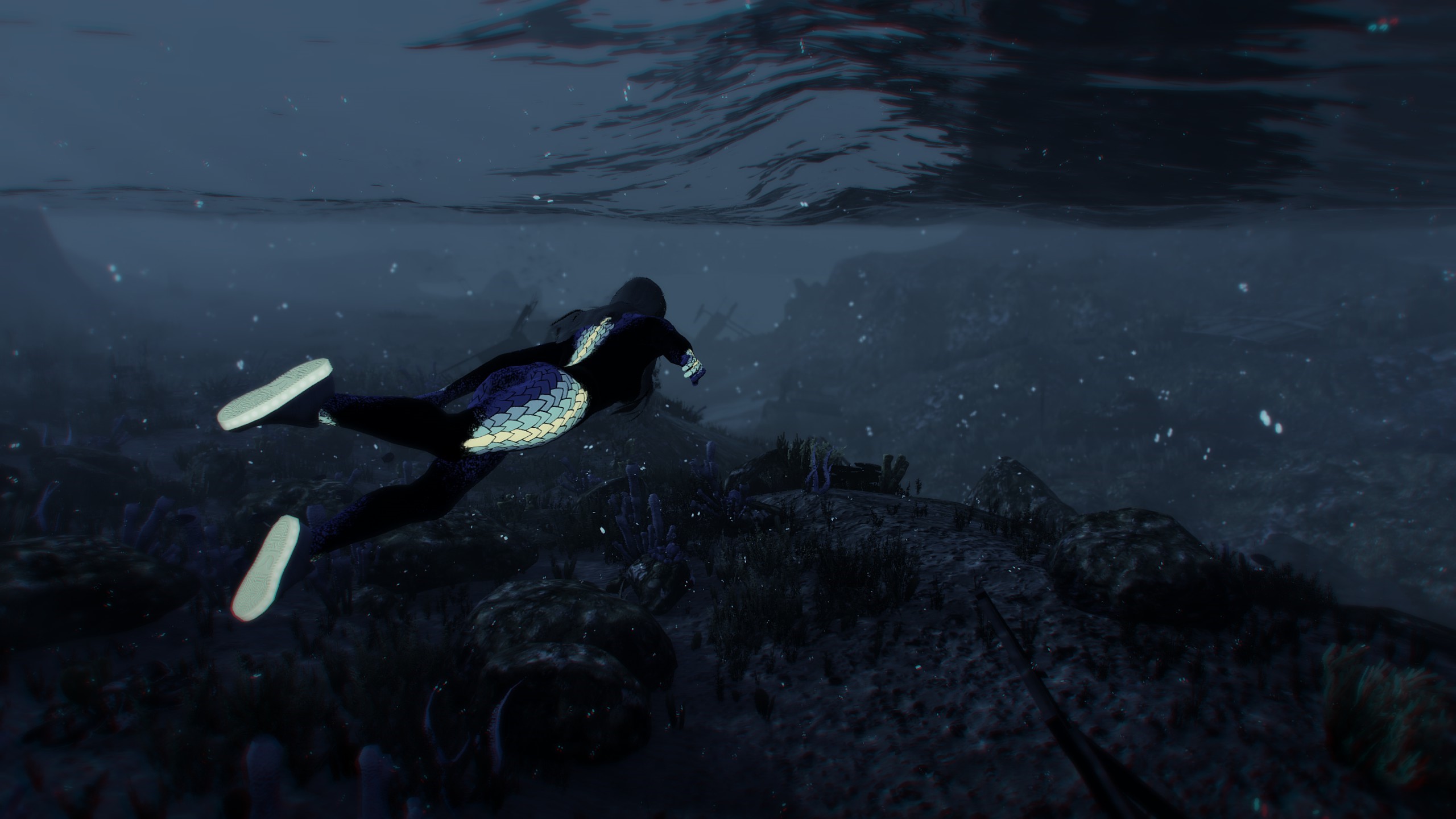 Woman in wetsuit swimming underwater in Grand Theft Auto V HD Wallpaper