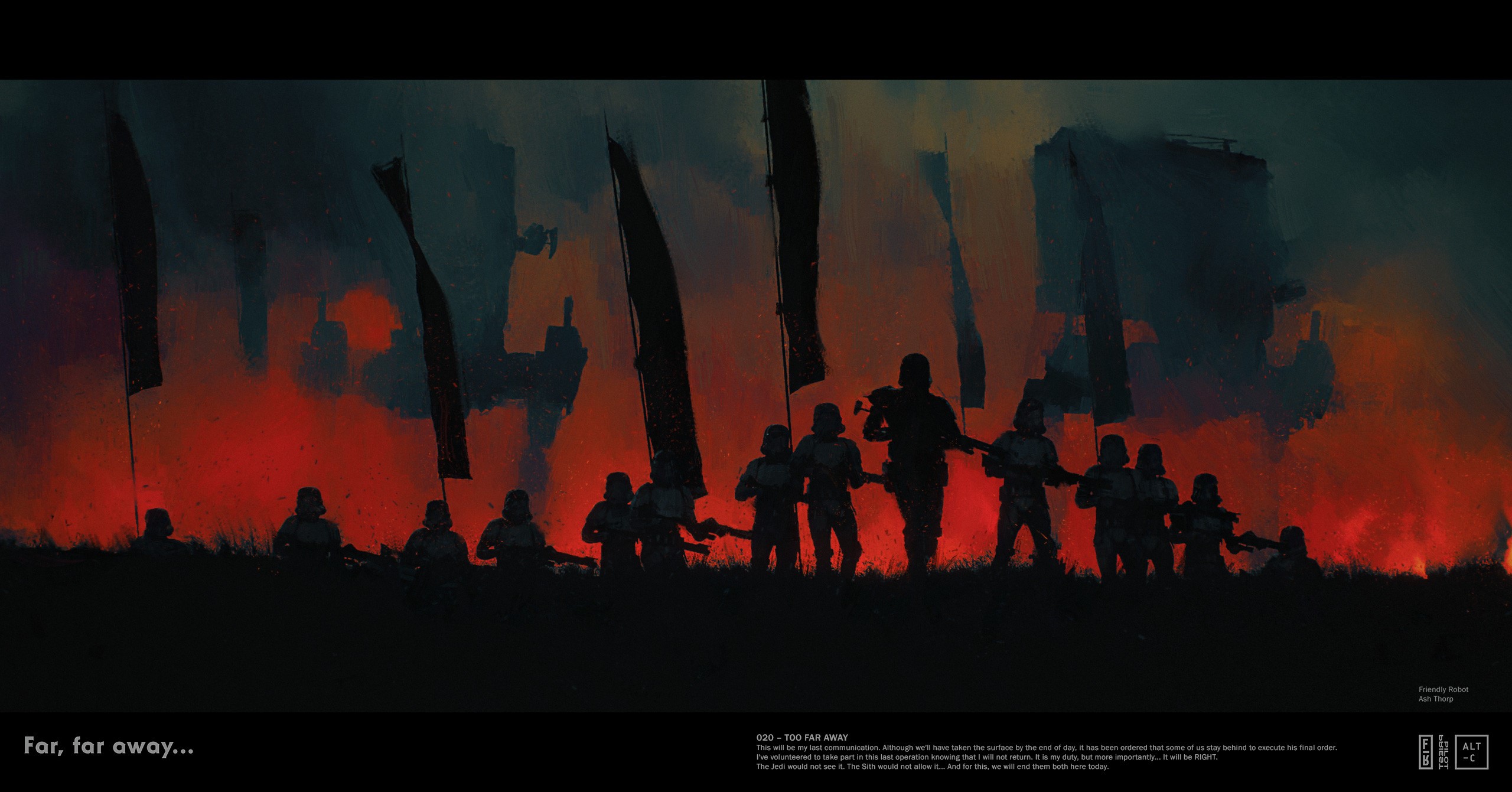 Star Wars Stormtroopers with Flags and Burning City HD Wallpaper
