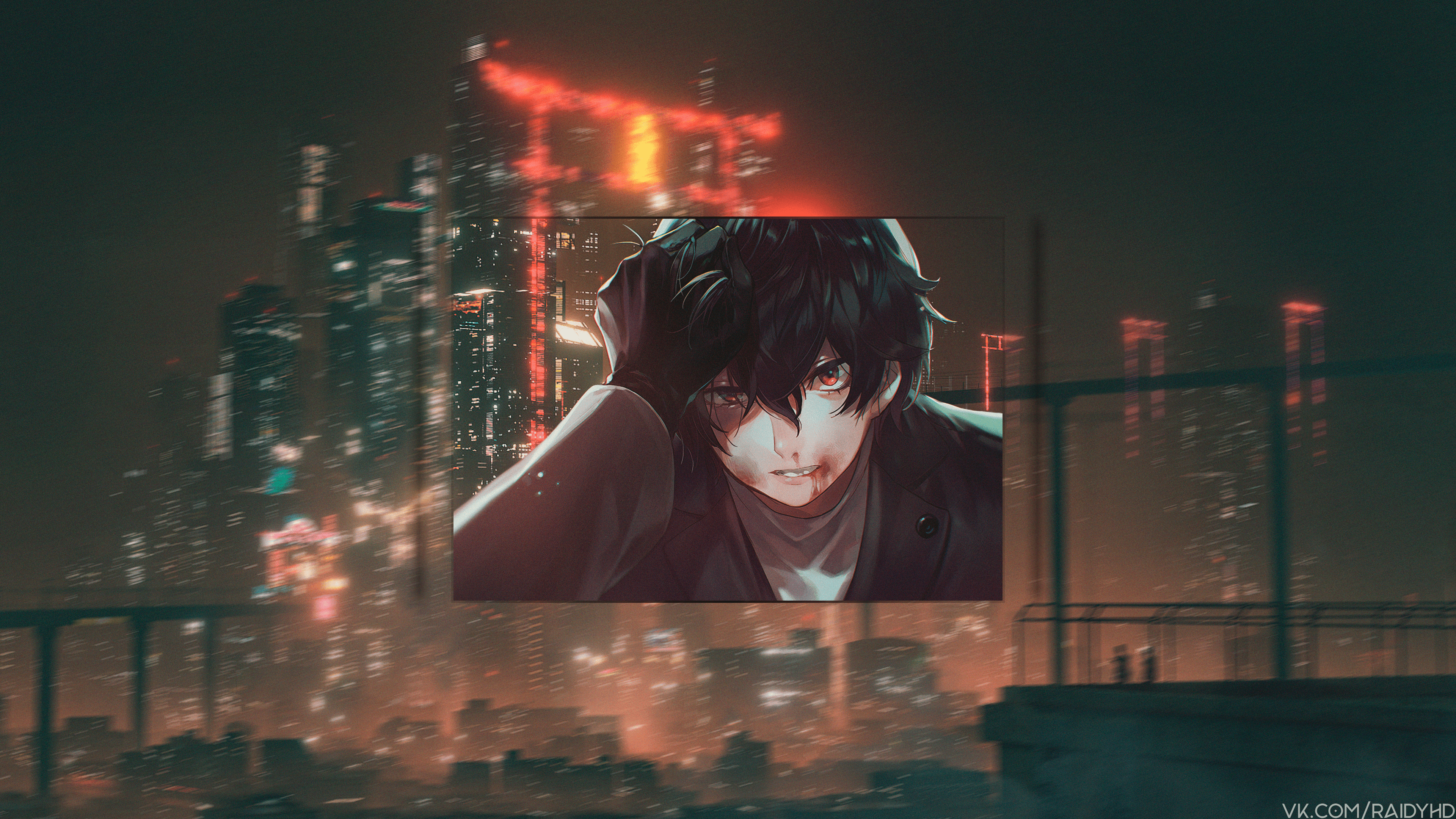 Joker from Persona 5 in a city at night HD Wallpaper