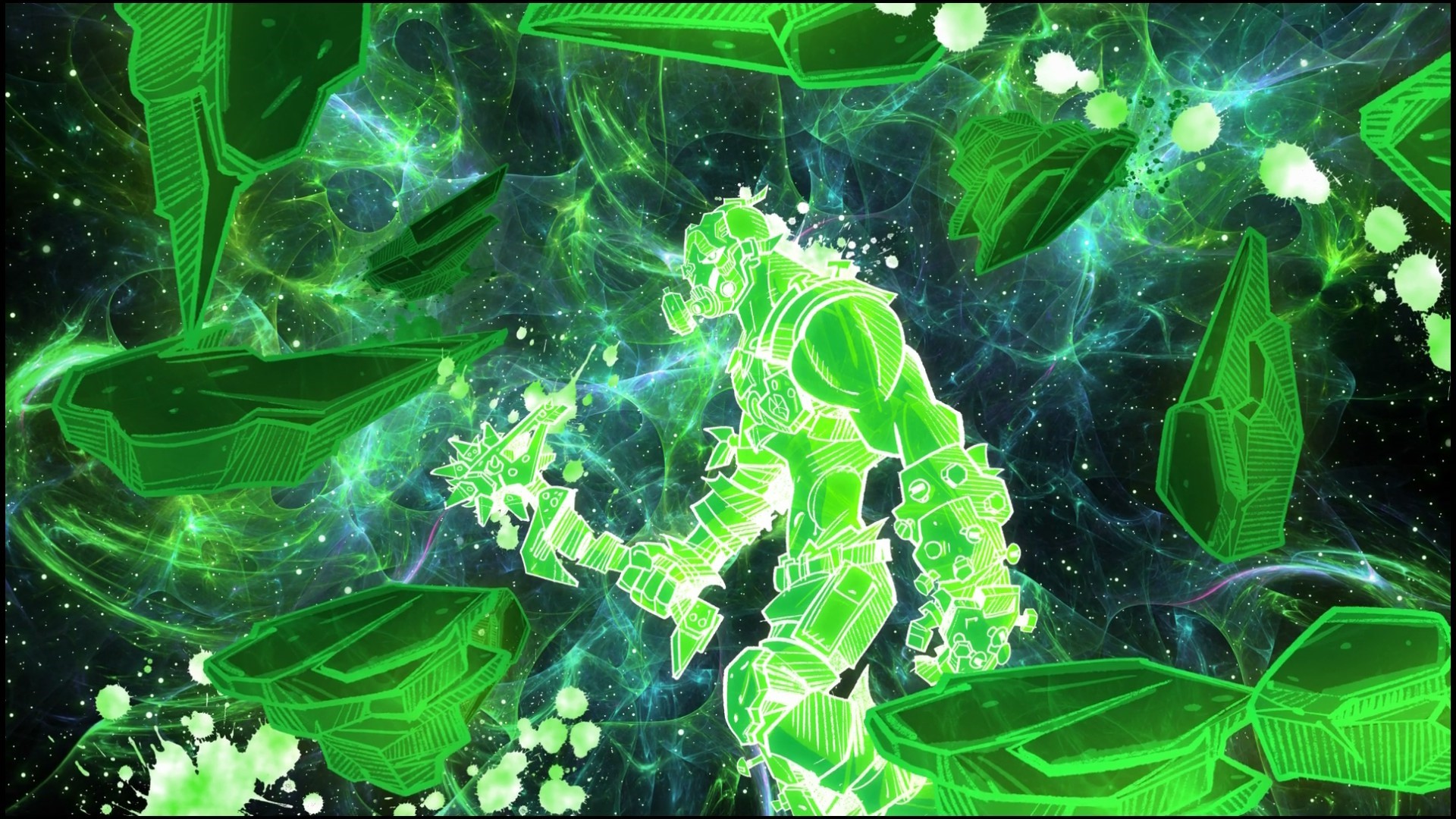 Borderlands 3 screenshot with green character and asteroids HD Wallpaper