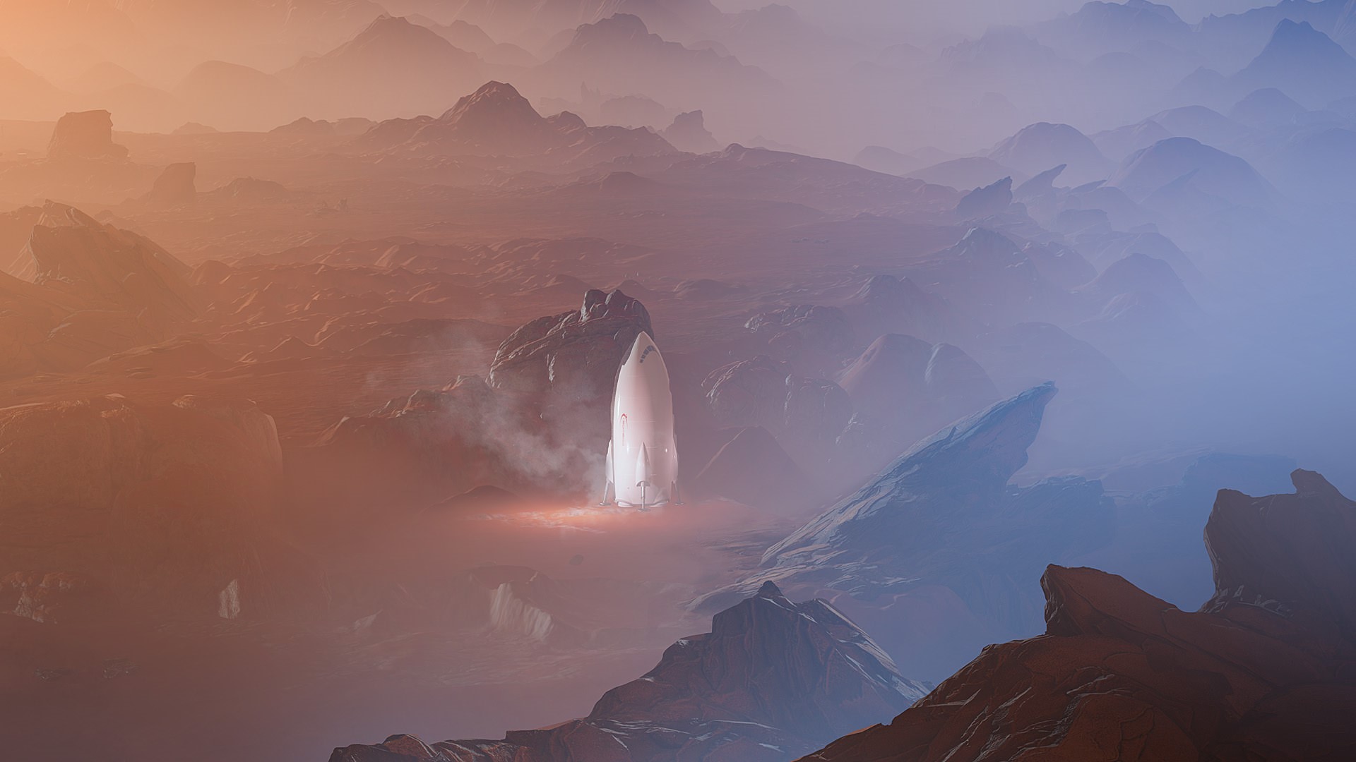 Rocket landing on Mars HD Wallpaper