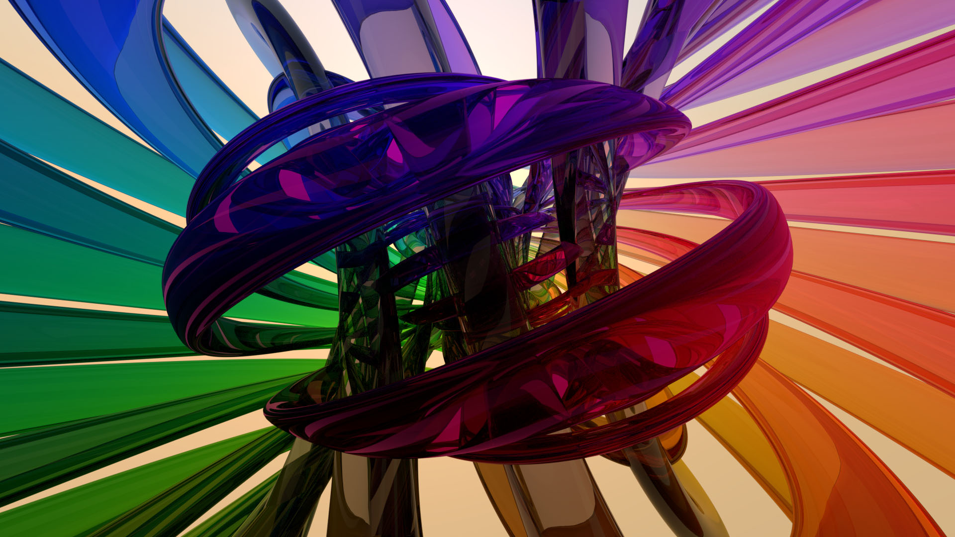 Abstract colorful glass torus in 3D HD Wallpaper