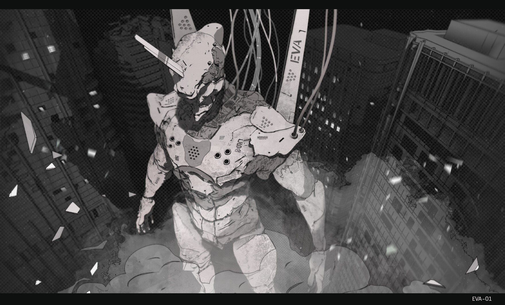 EVA-01 Unit from Neon Genesis Evangelion in a city HD Wallpaper