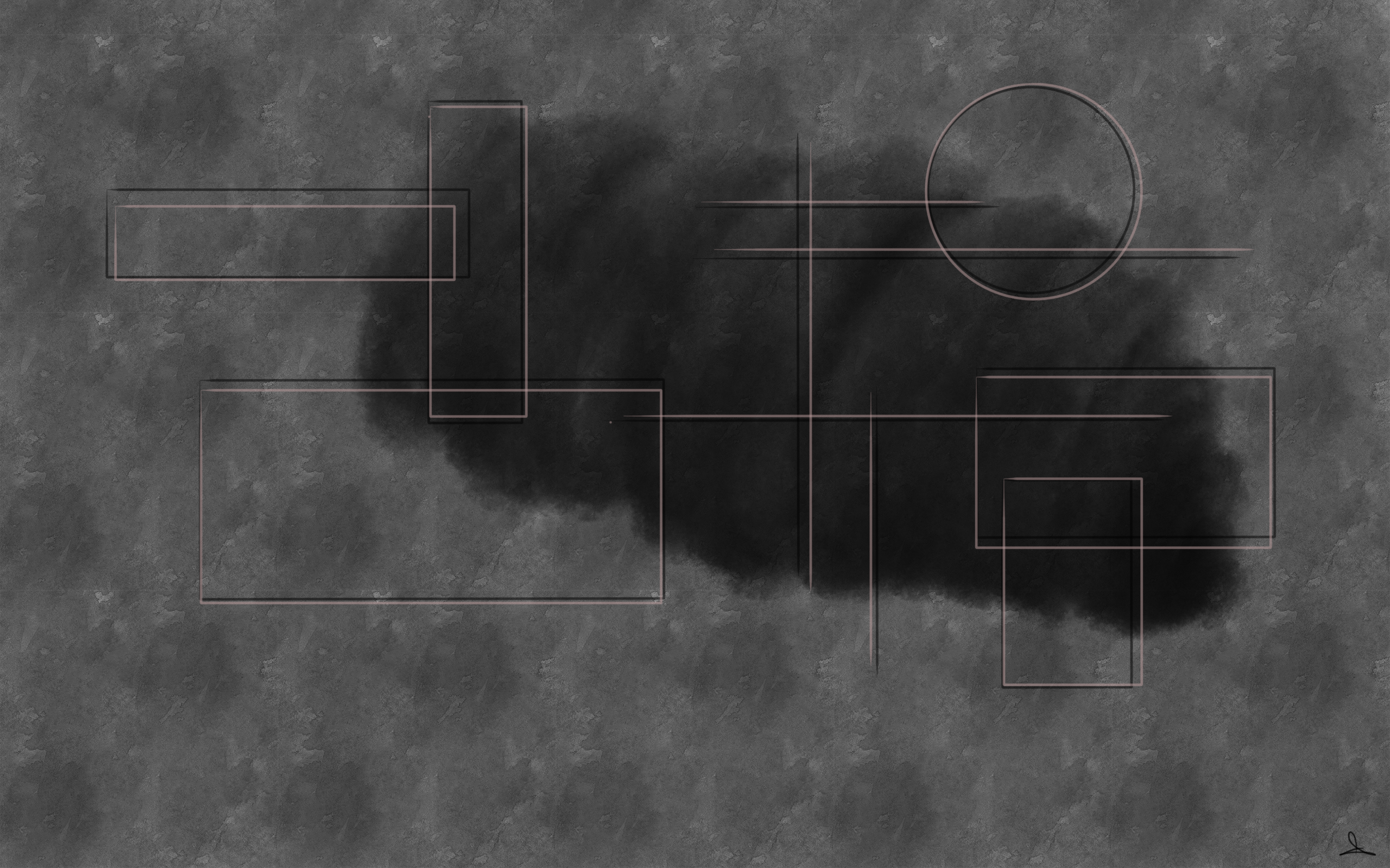 Abstract geometric composition with dark cloud HD Wallpaper