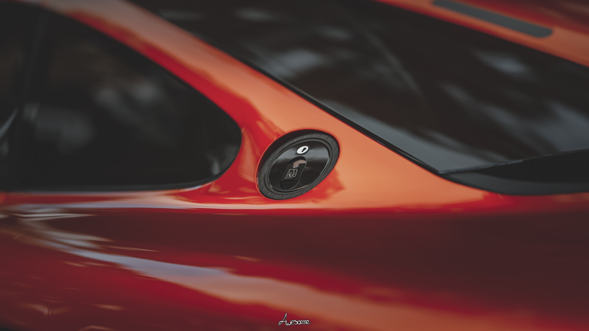 Red McLaren F1 car fuel cap HD Wallpaper
