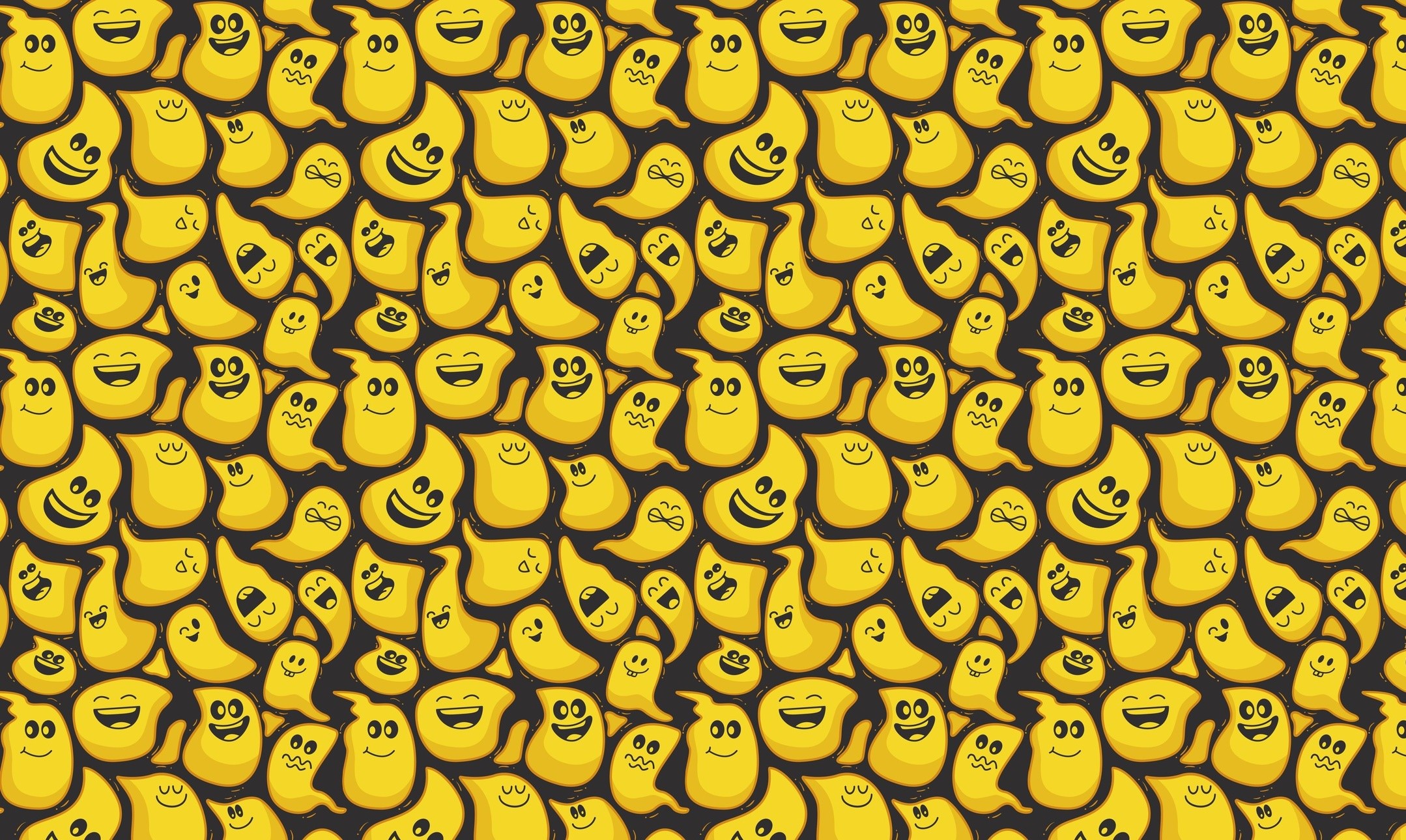 Yellow ghosts pattern HD Wallpaper