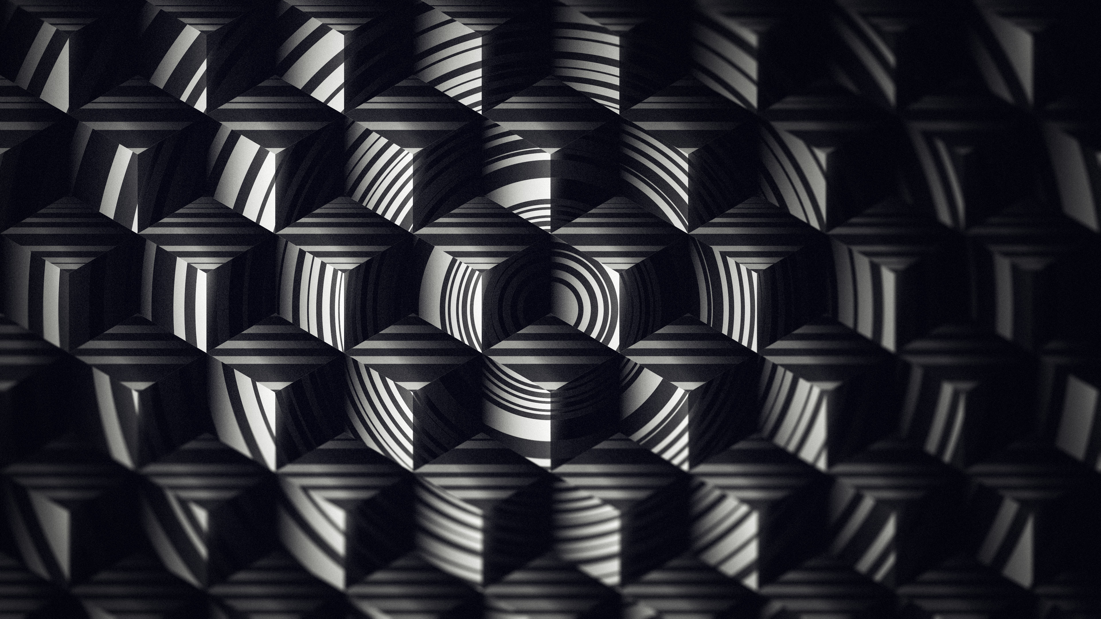 4K Monochrome 3D Abstract Cubes Pattern HD Wallpaper