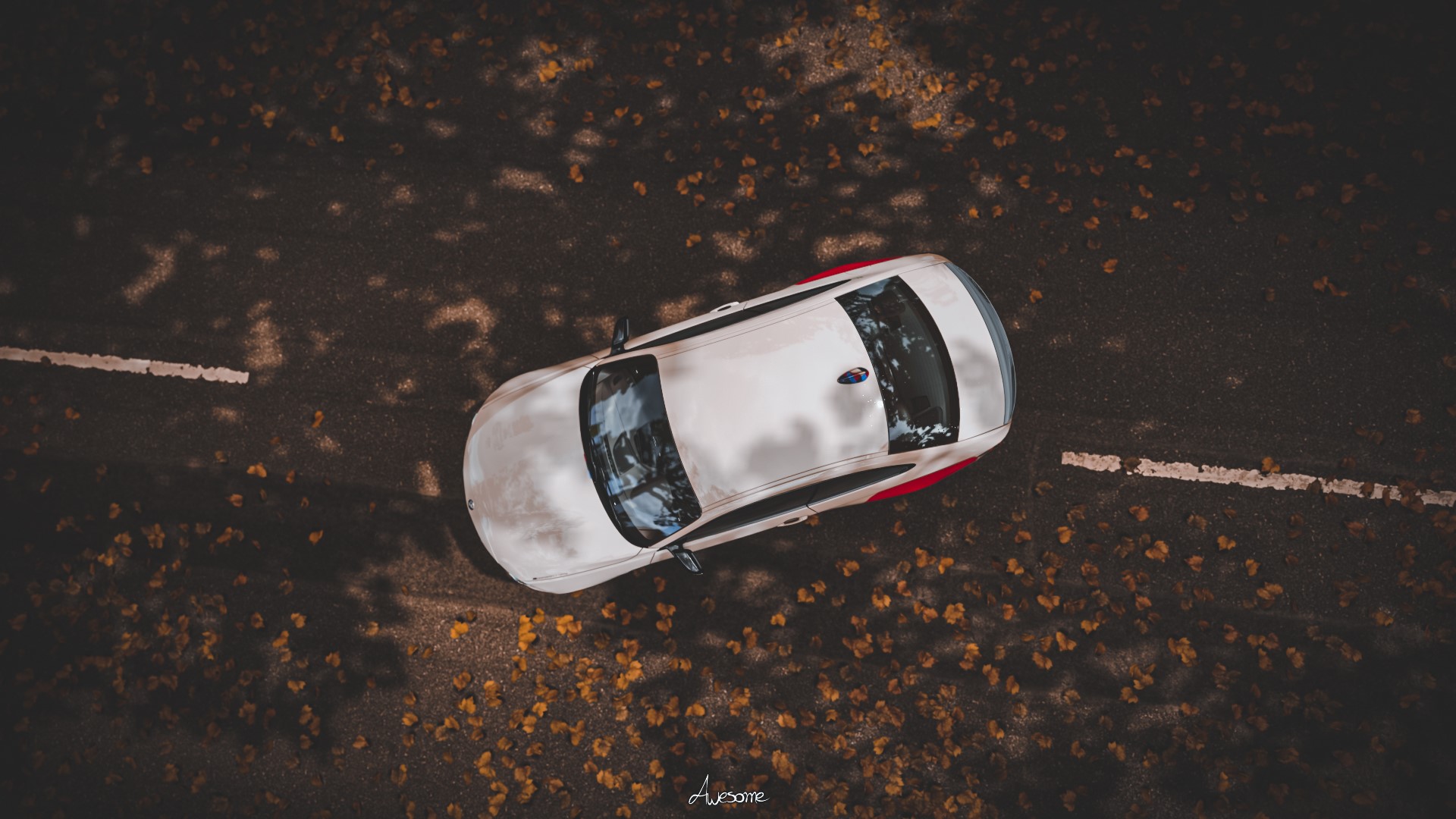 White BMW M2 F84 on a road with fallen leaves HD Wallpaper