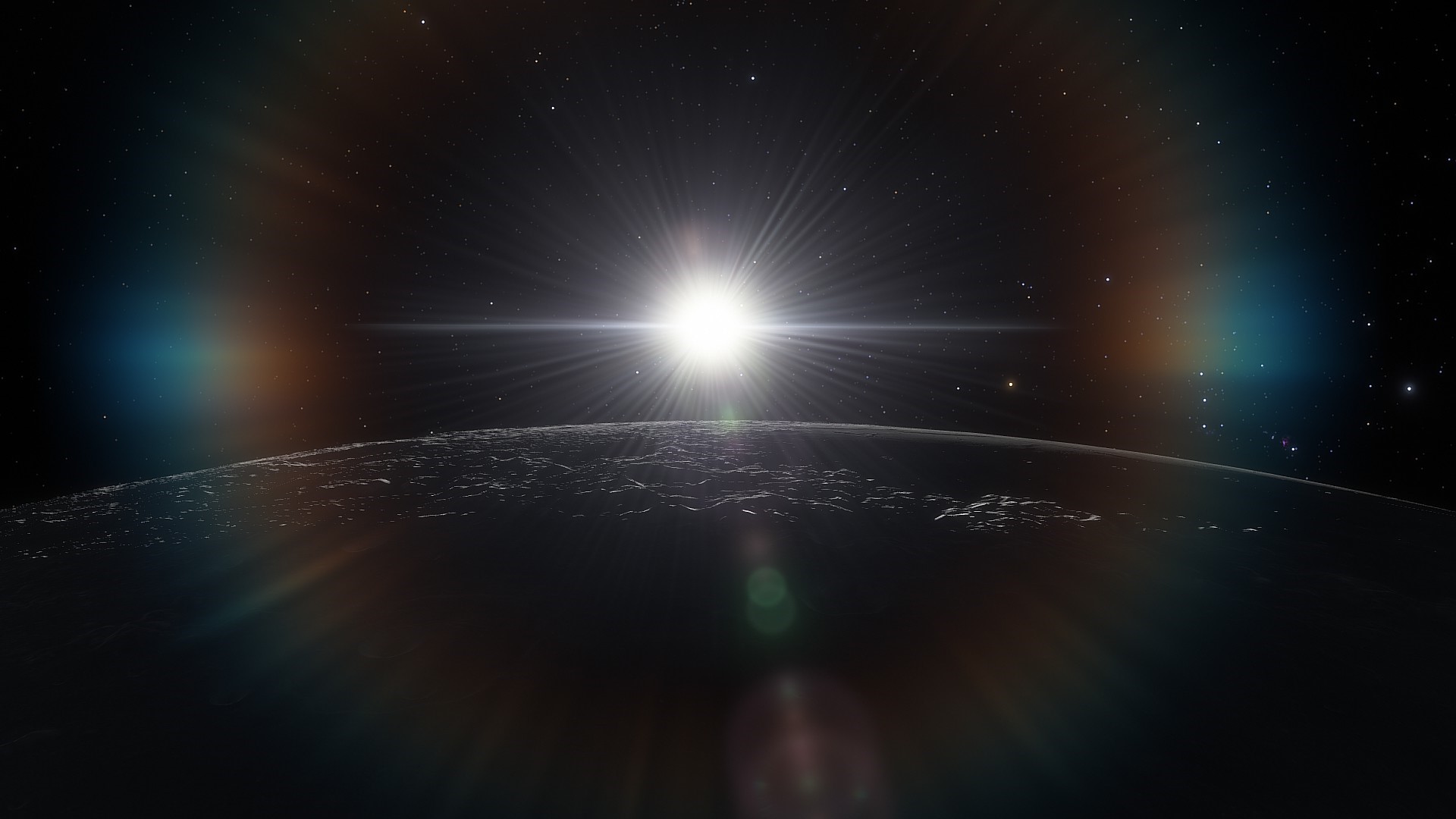 Sunrise over a planet in space HD Wallpaper