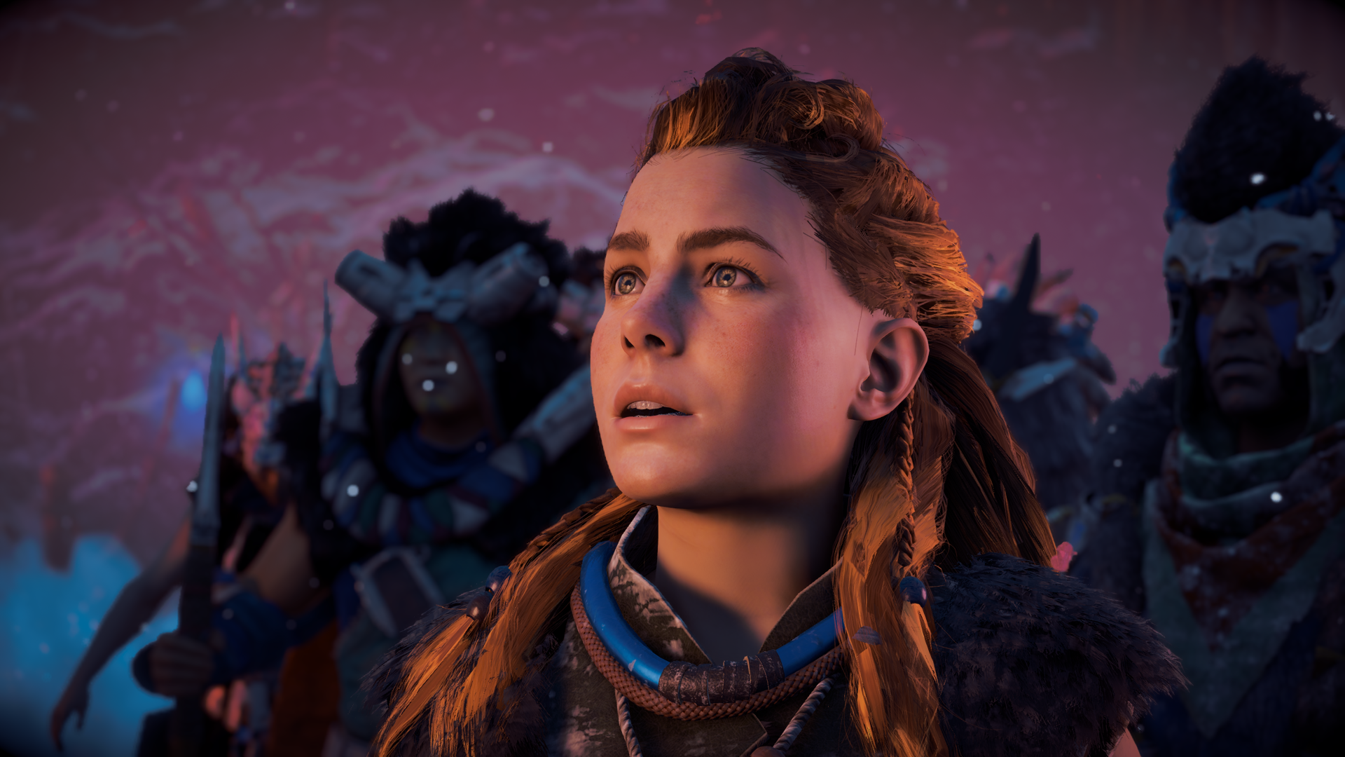 Aloy from Horizon: Zero Dawn with tribal figures HD Wallpaper
