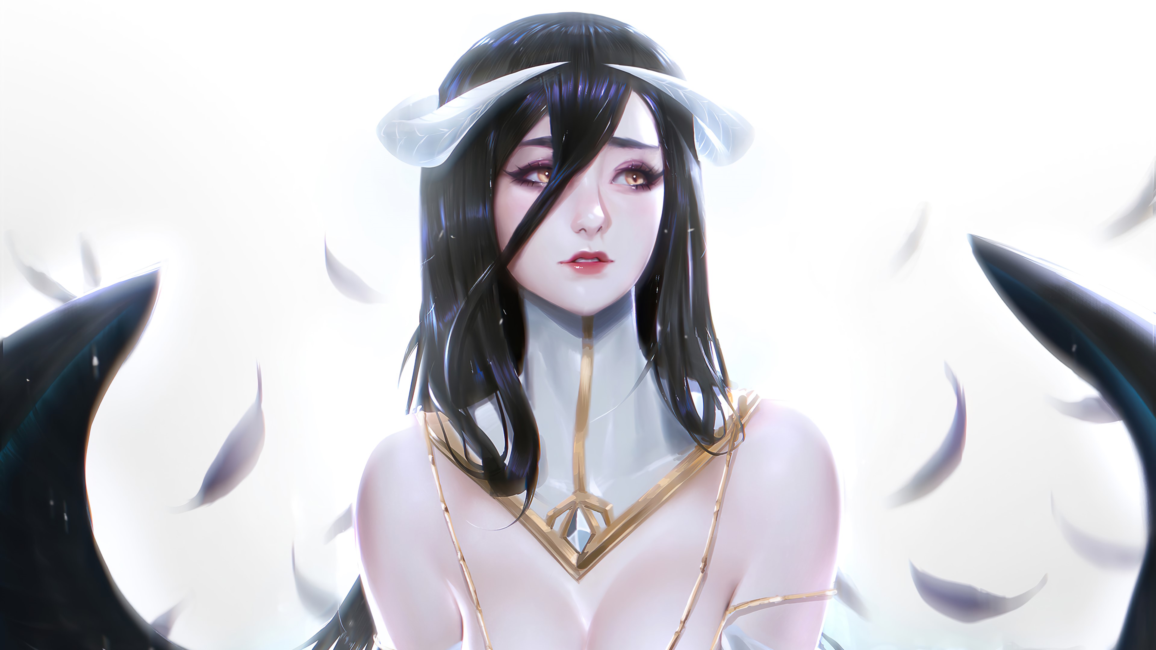 Albedo from Overlord with wings and feathers HD Wallpaper