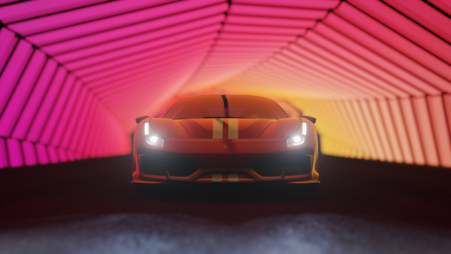 Ferrari 488 Pista in Forza Horizon 4 tunnel HD Wallpaper
