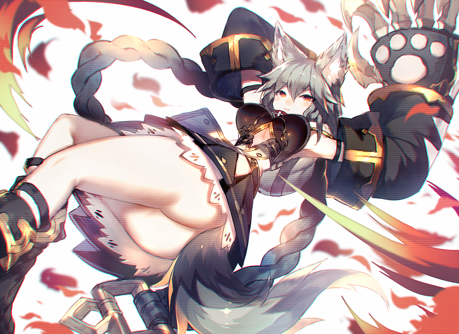 Anime girl with animal ears and red eyes HD Wallpaper