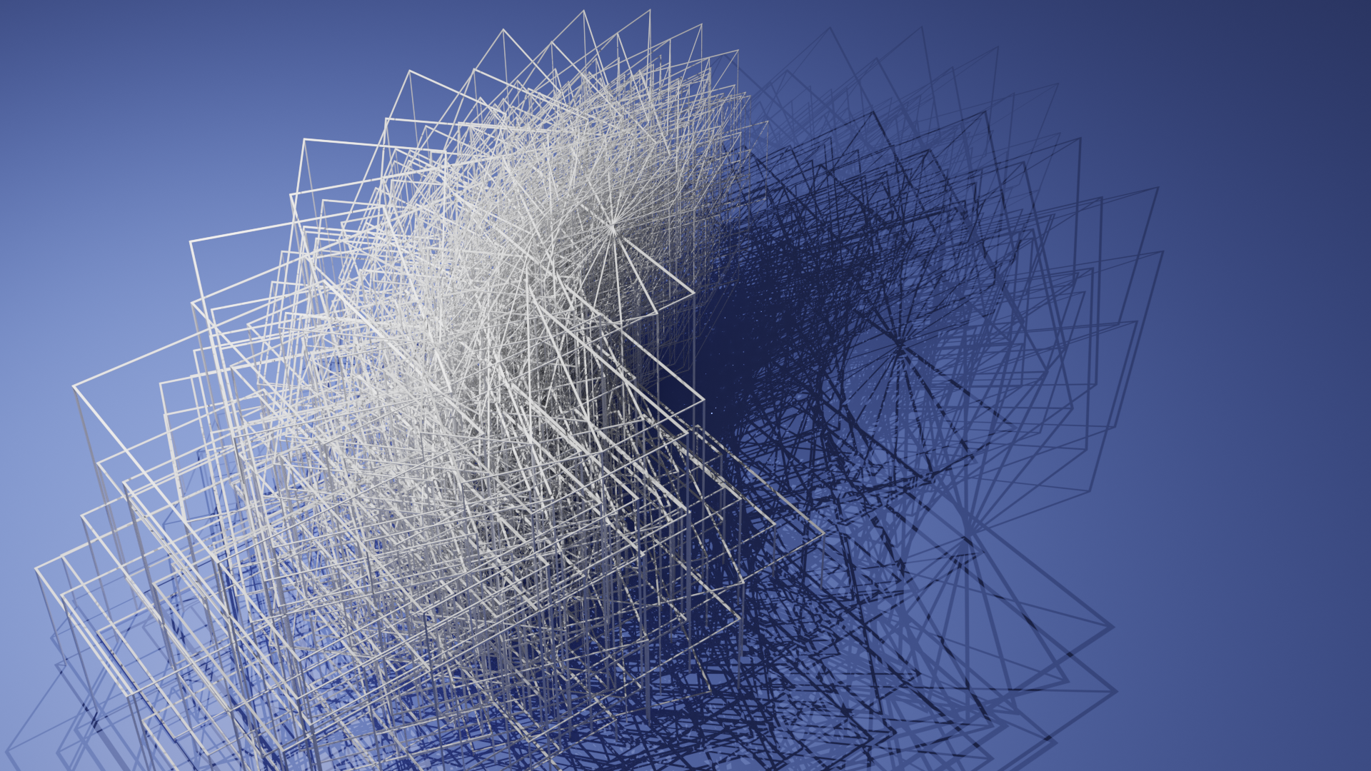 Abstract 3D geometric wireframe structure with shadow HD Wallpaper