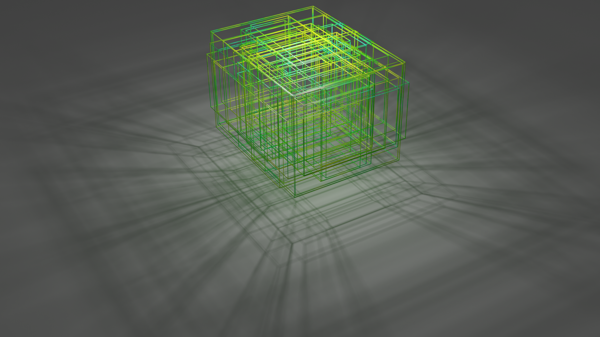 Abstract 3D wireframe cubes with shadows HD Wallpaper