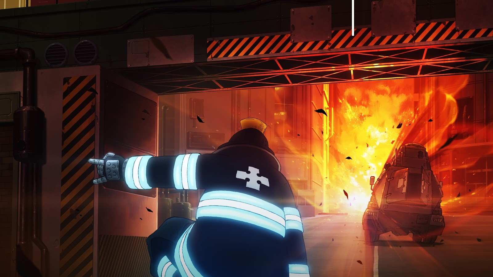 Fire Force: Shinra Kusakabe in burning building HD Wallpaper