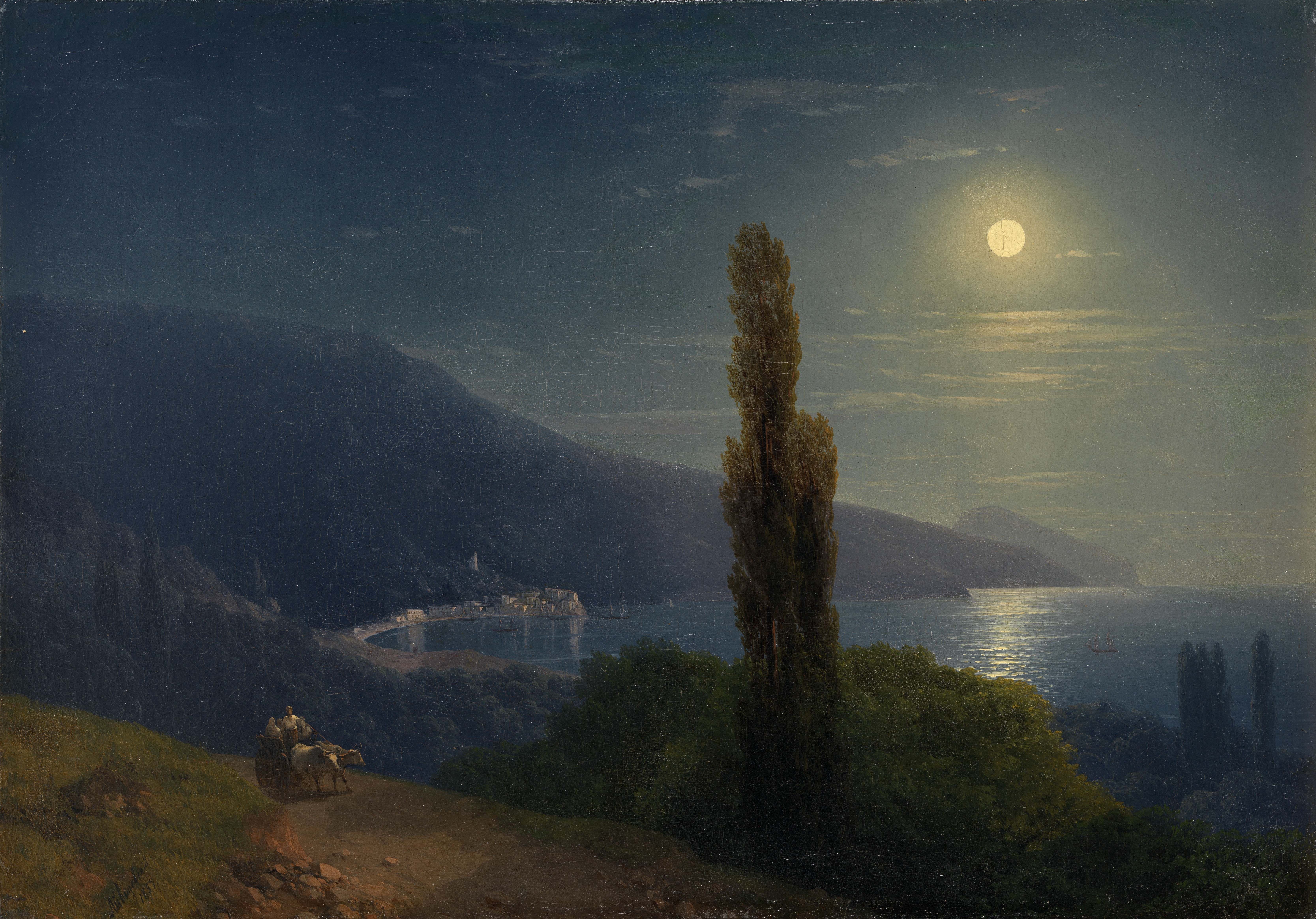 Night scene by Ivan Aivazovsky HD Wallpaper