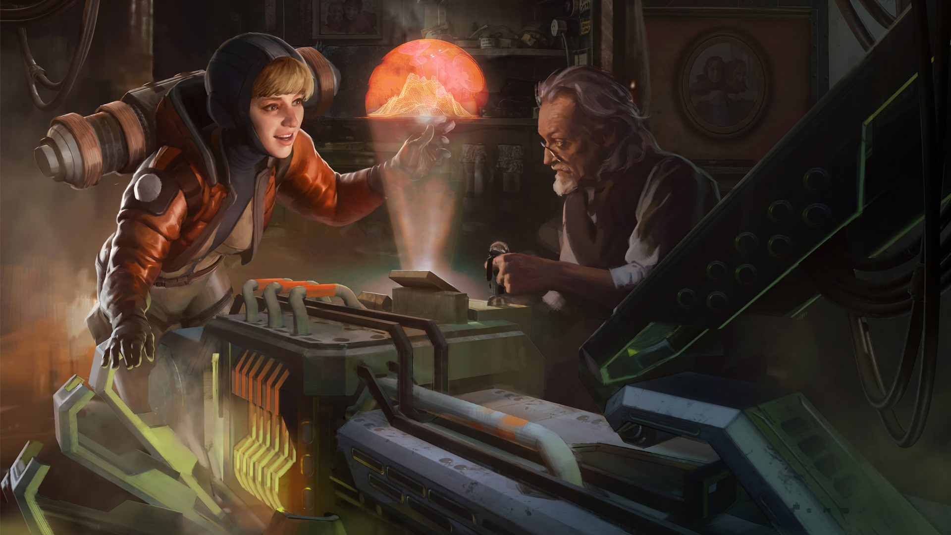 Wattson and an old man in a workshop HD Wallpaper