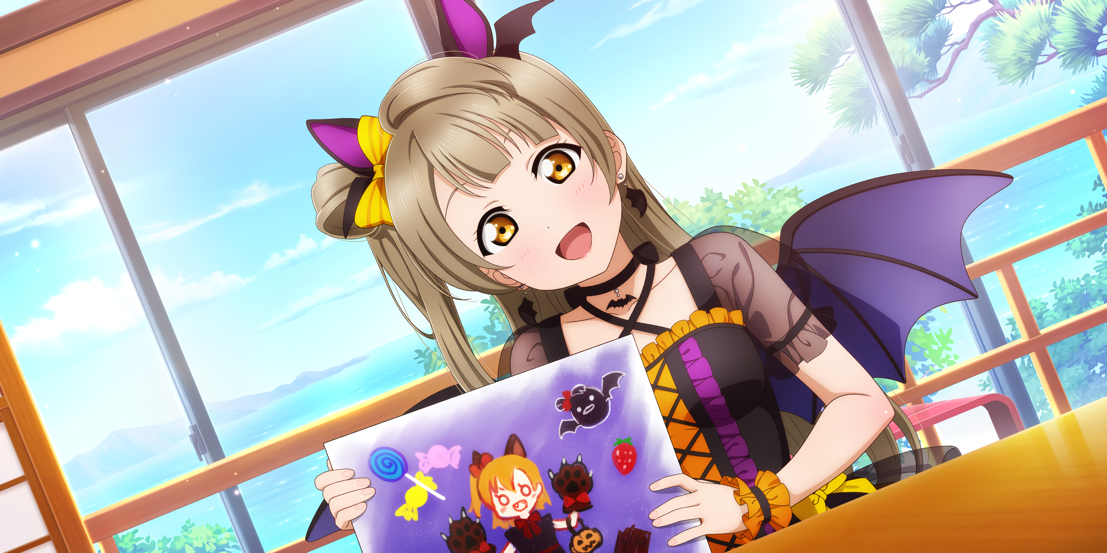 Minami Kotori from Love Live! holding a Halloween drawing HD Wallpaper