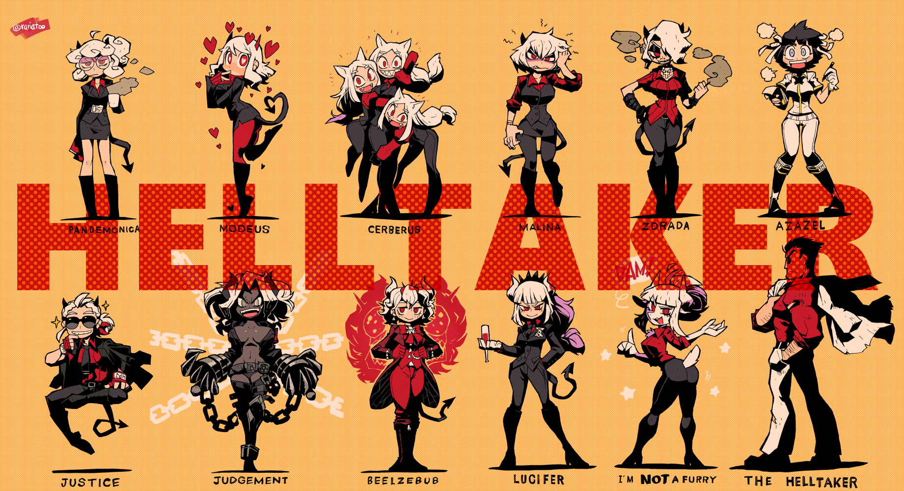 Helltaker characters by Rariatto HD Wallpaper