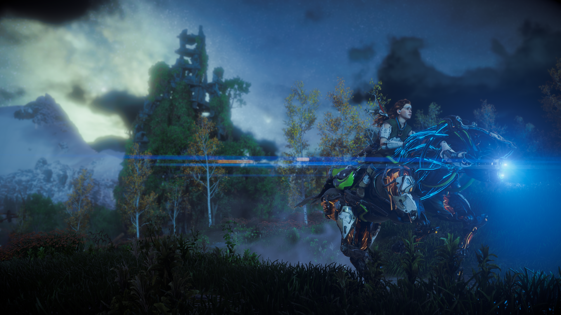 Aloy riding a mechanical creature in Horizon: Zero Dawn HD Wallpaper