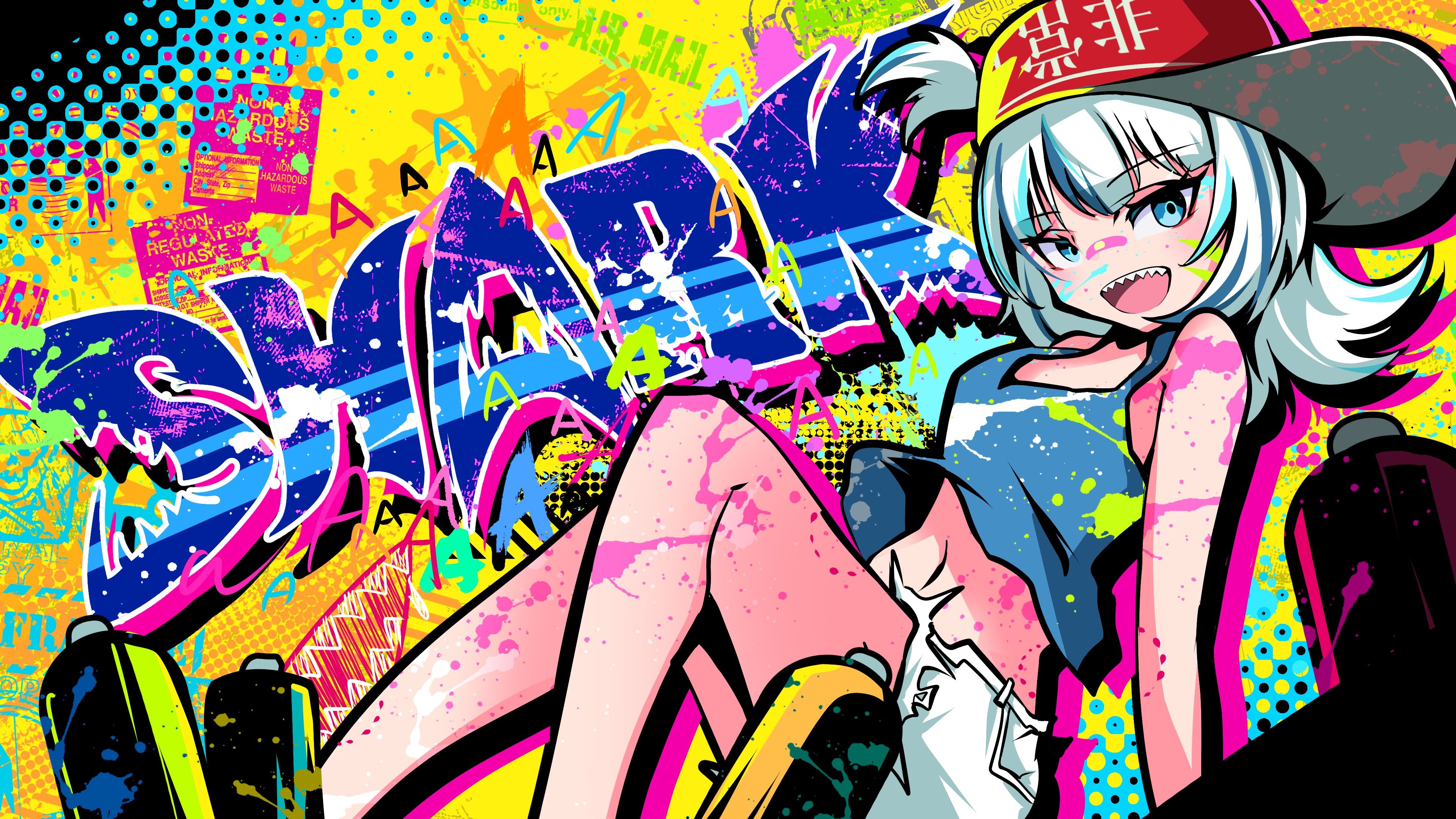 Gawr Gura from Hololive with graffiti background HD Wallpaper