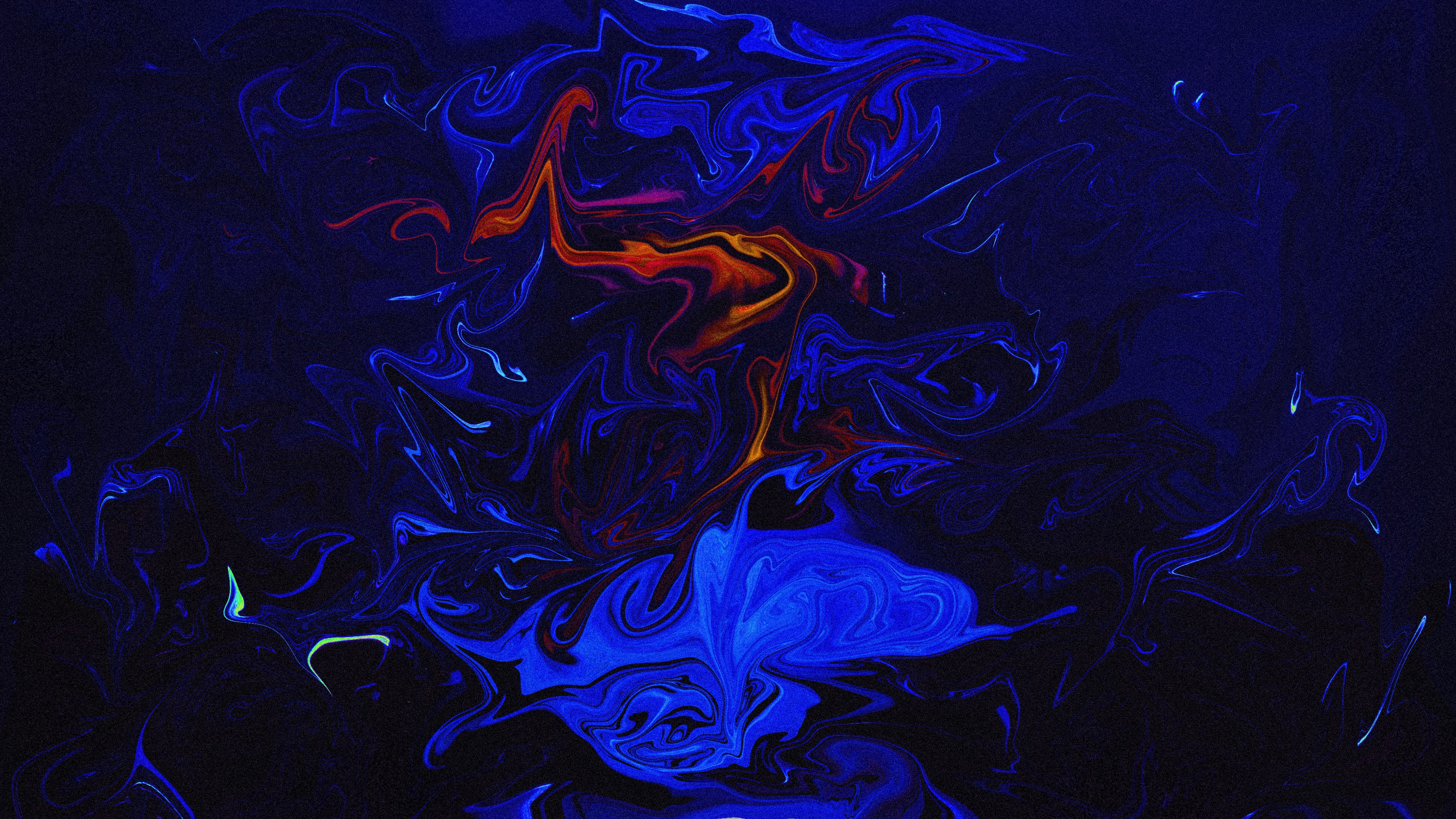 Abstract dark blue and orange fluid art HD Wallpaper