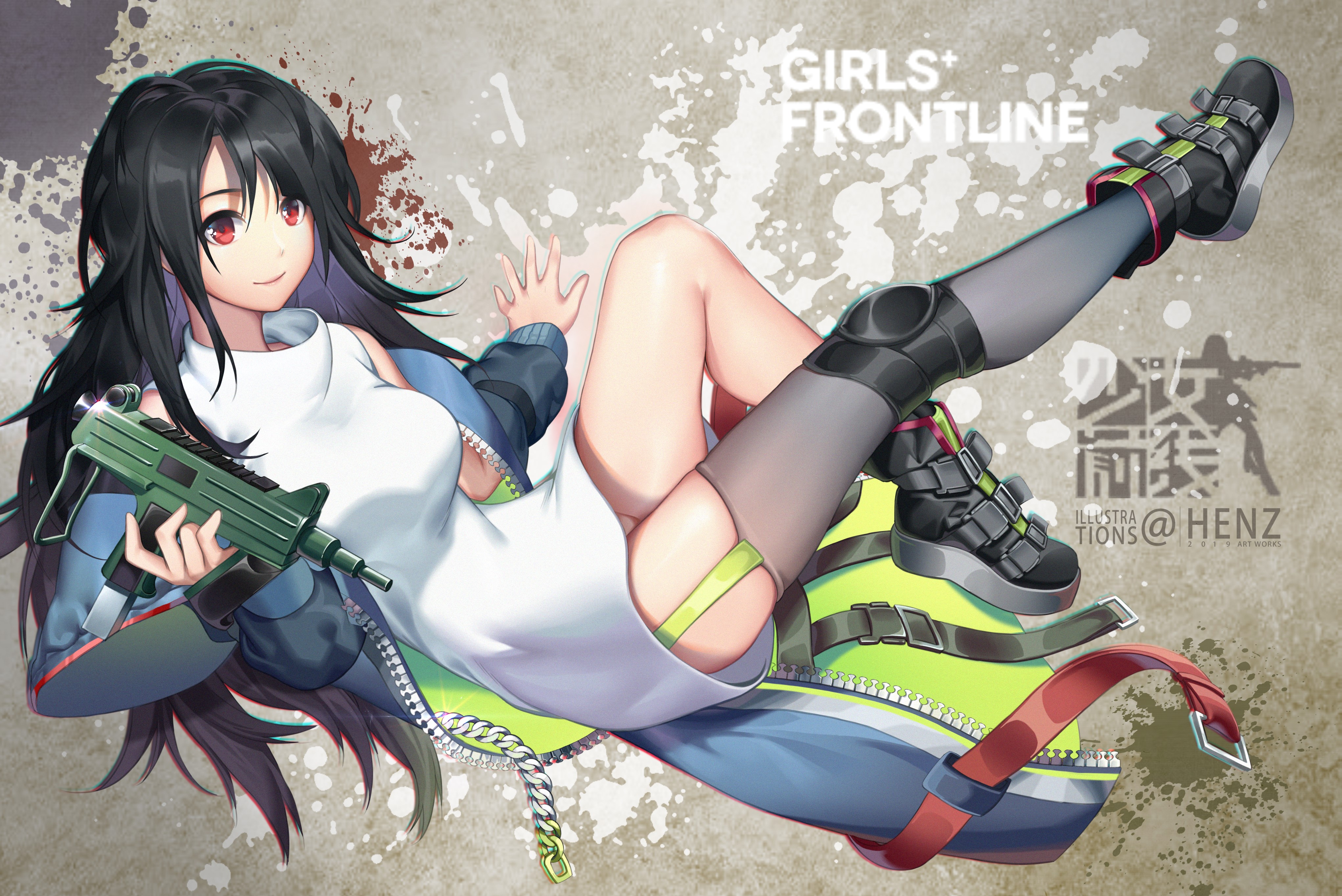 Anime girl with C-MS from Girls Frontline HD Wallpaper
