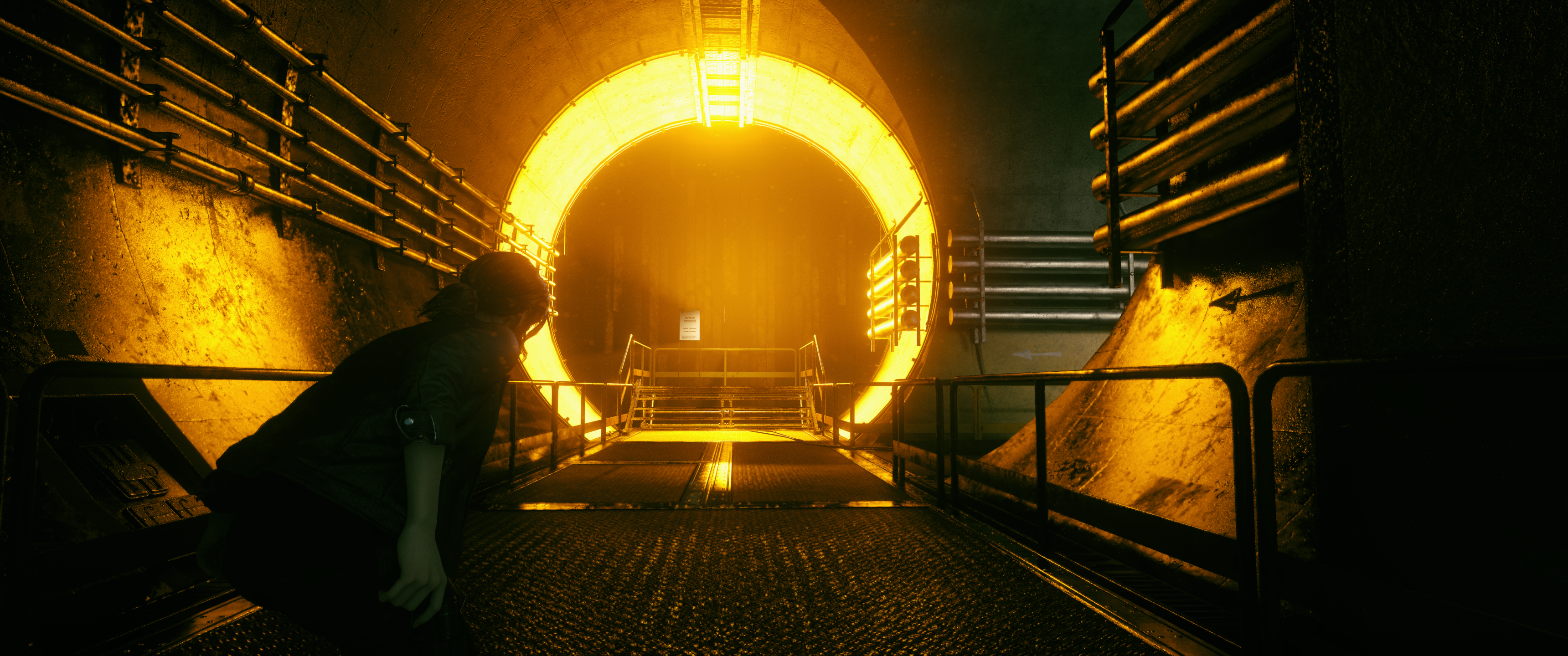 Jesse Faden from Control in a glowing tunnel HD Wallpaper