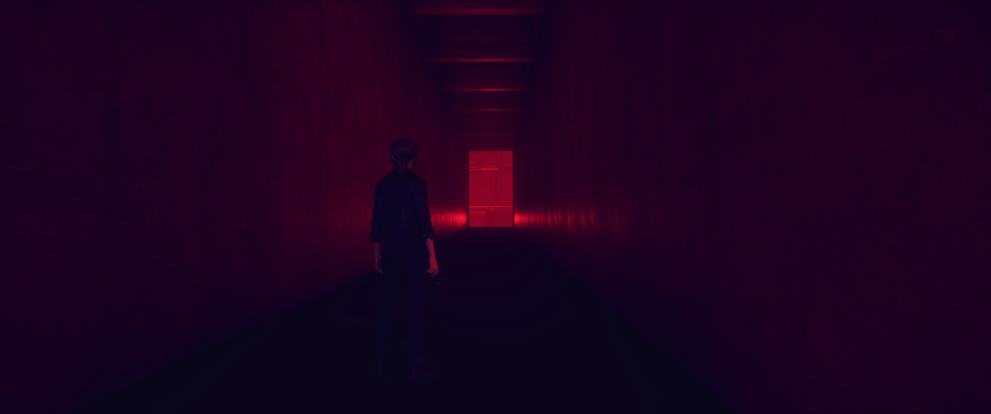 Jesse Faden from Control in a red hallway HD Wallpaper