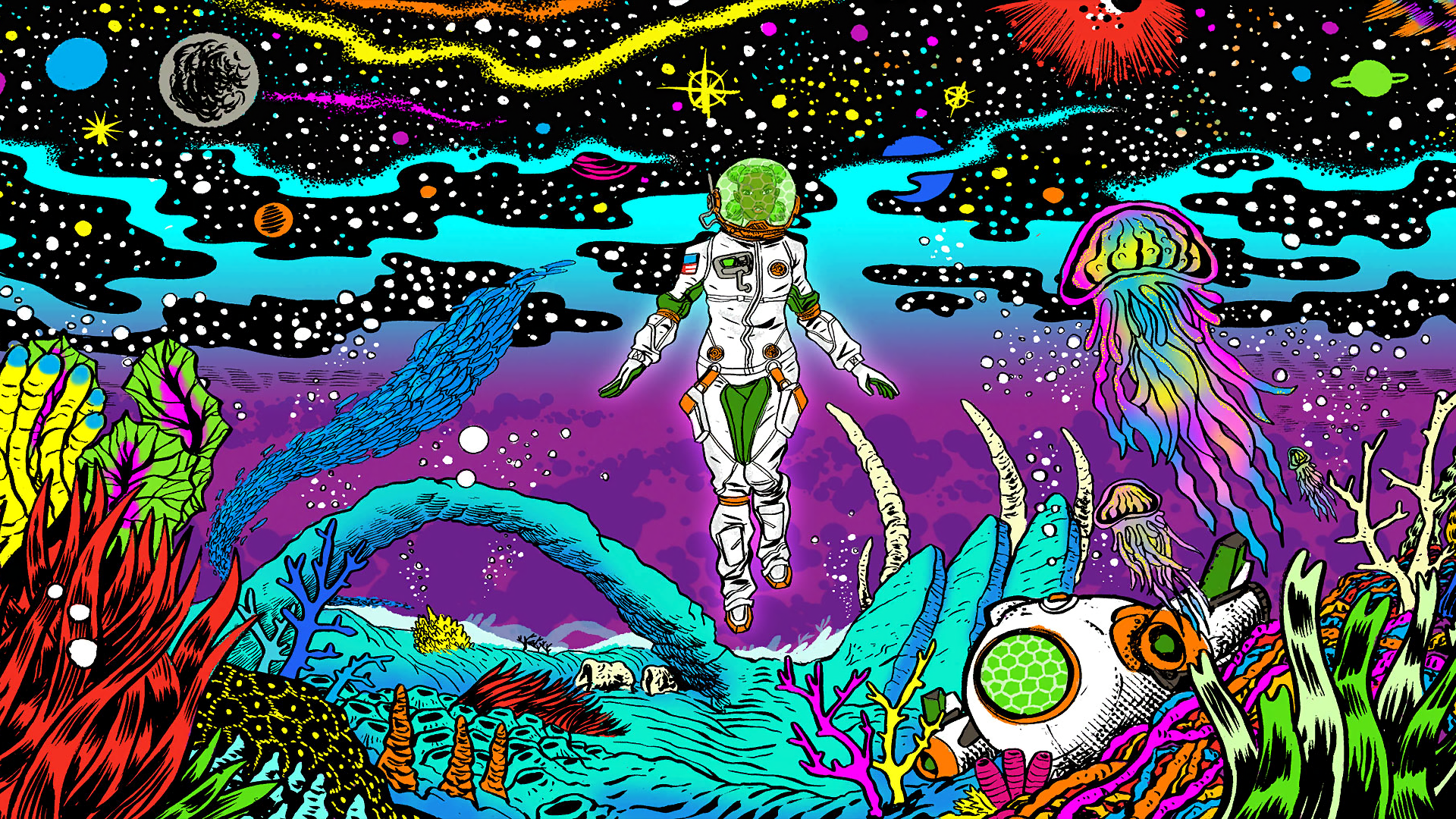 Fortnite Sightseer Astronaut in Cosmic Ocean HD Wallpaper