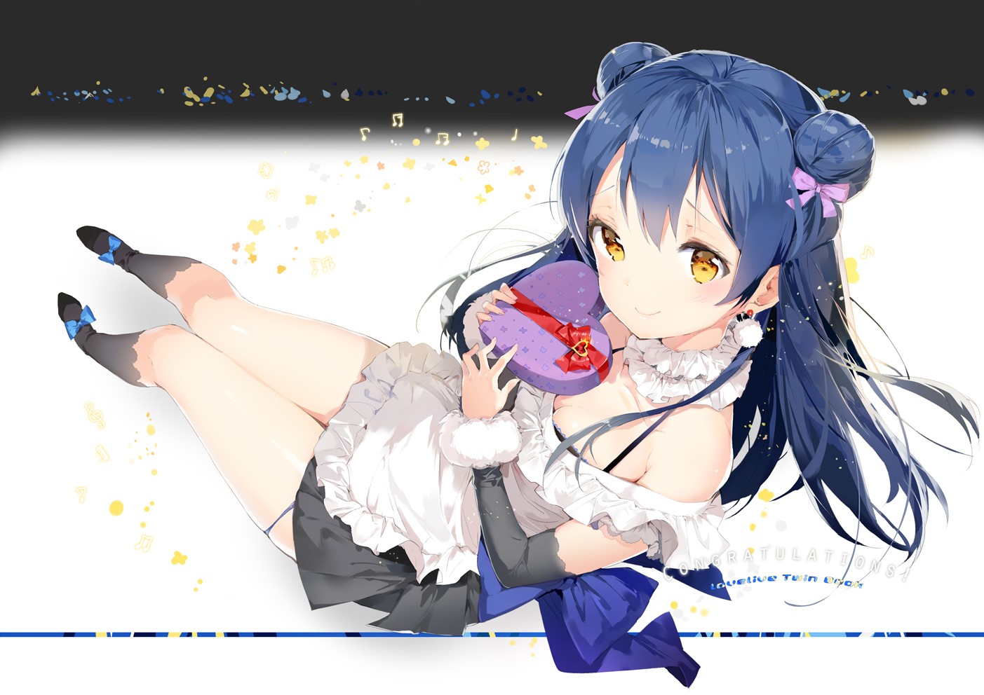 Sonoda Umi from Love Live! holding a heart-shaped gift HD Wallpaper