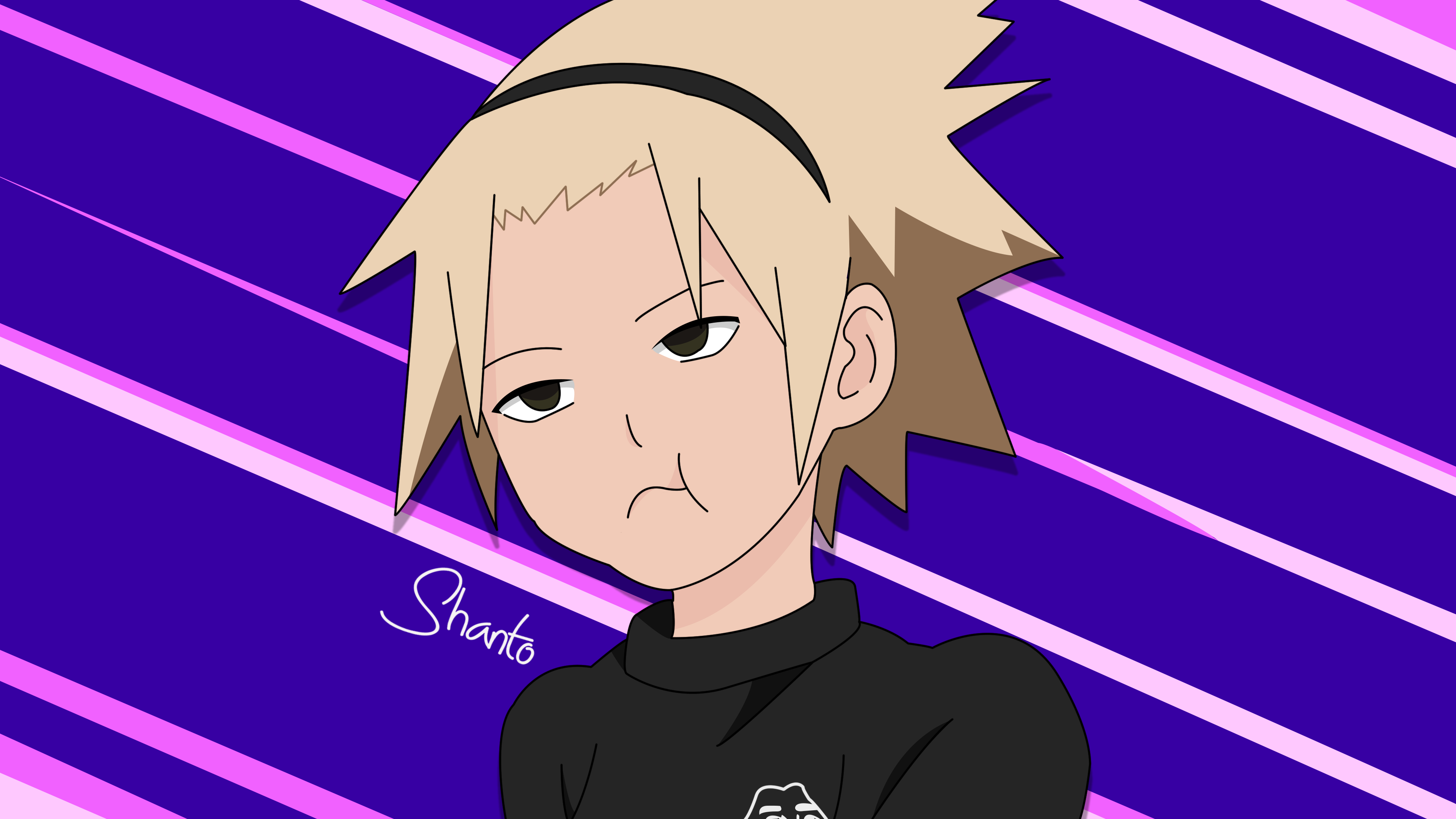 Anime girl with blonde hair and black shirt HD Wallpaper