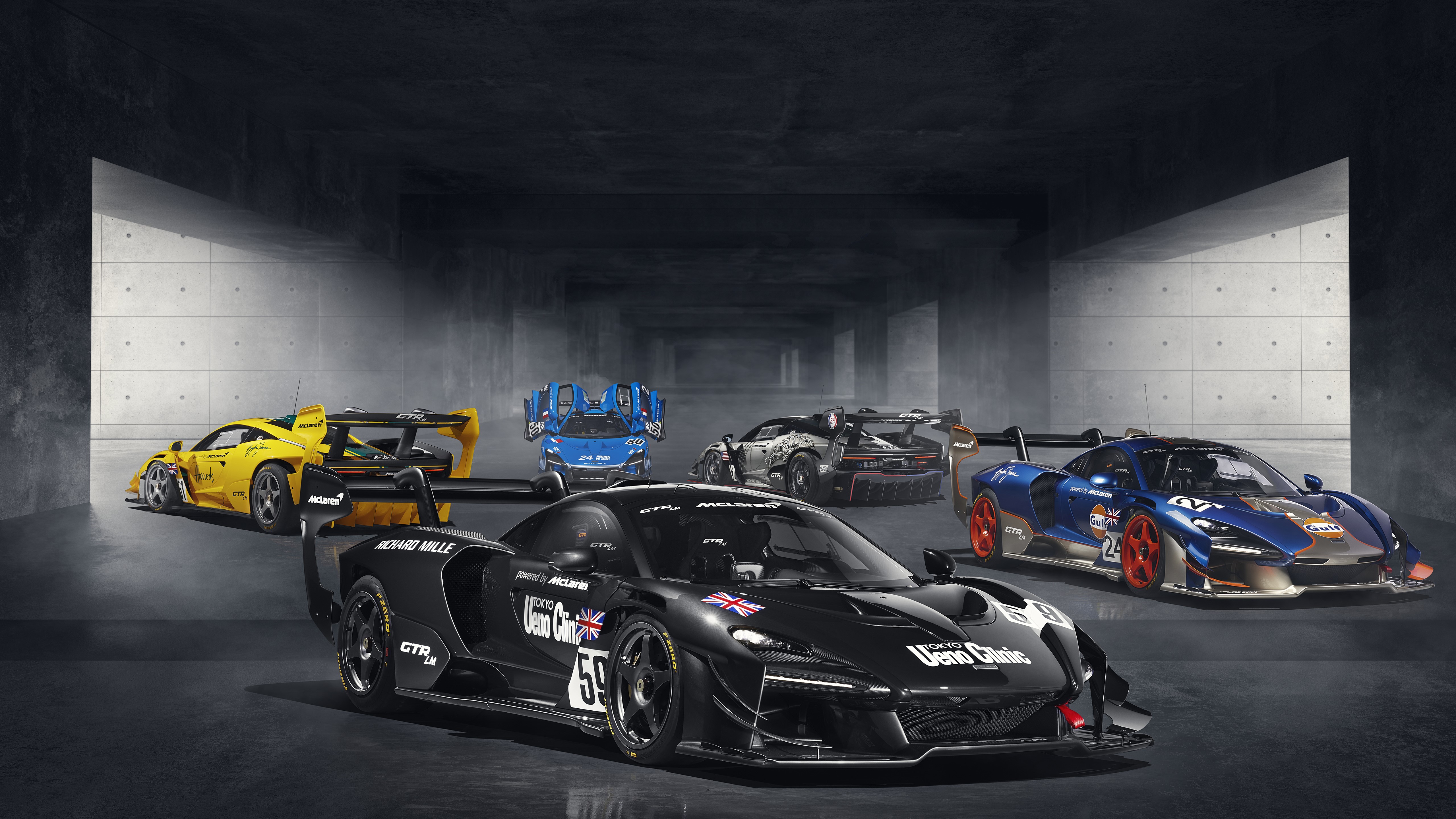 McLaren Senna GTR Race Cars in a Garage HD Wallpaper